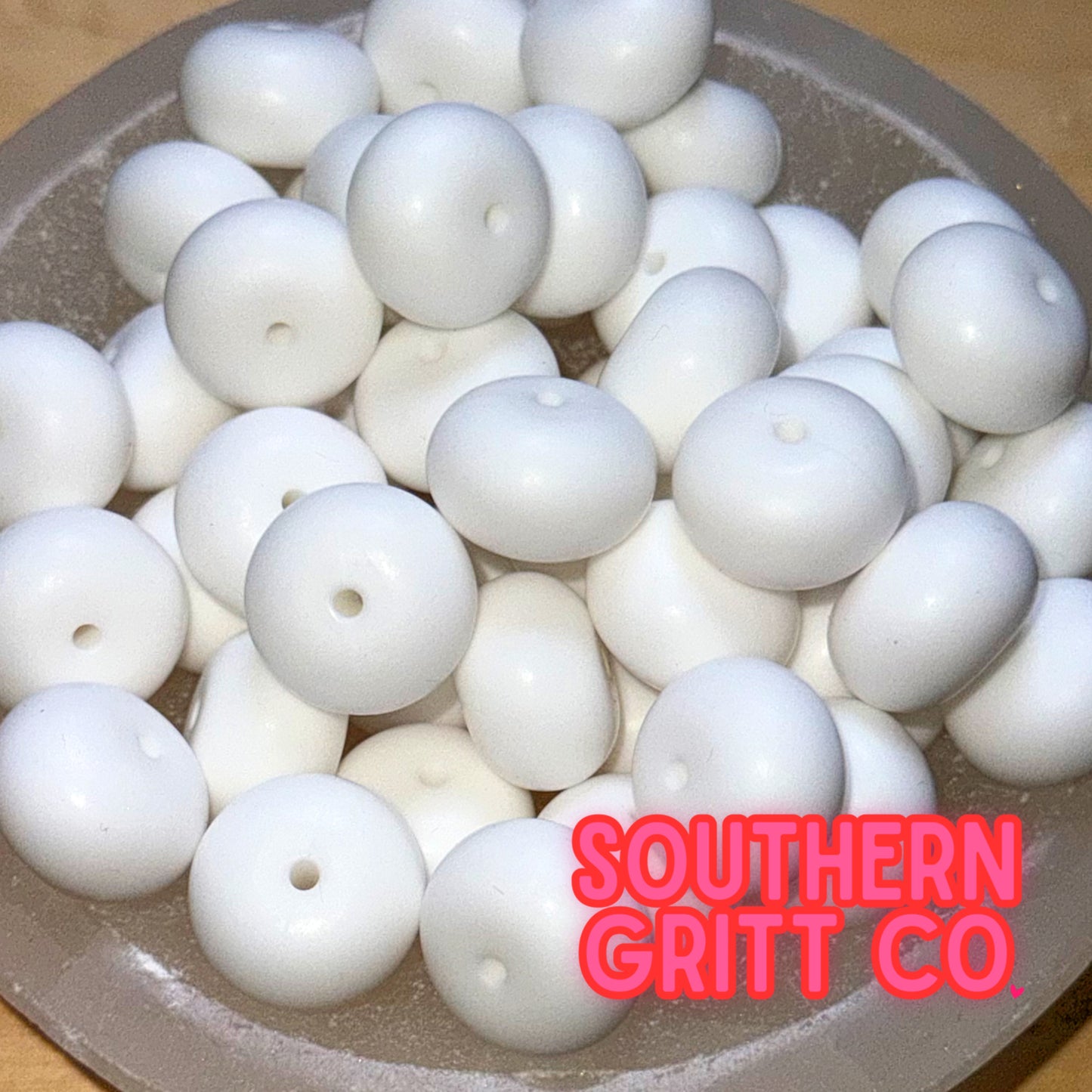 White Silicone 30mm Abacus Bead