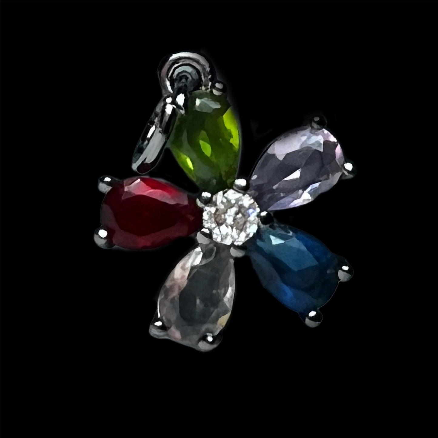 Gun Metal Colorful Flower