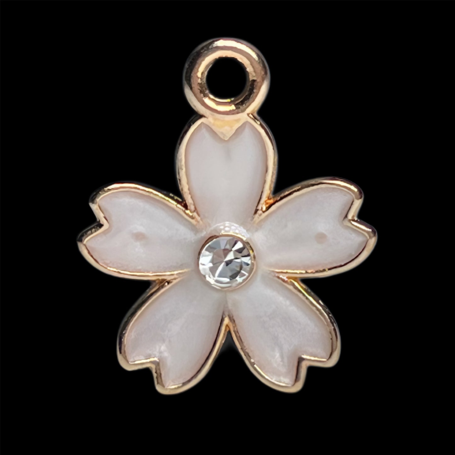 Gold Rhinestone Heart Petal Flower