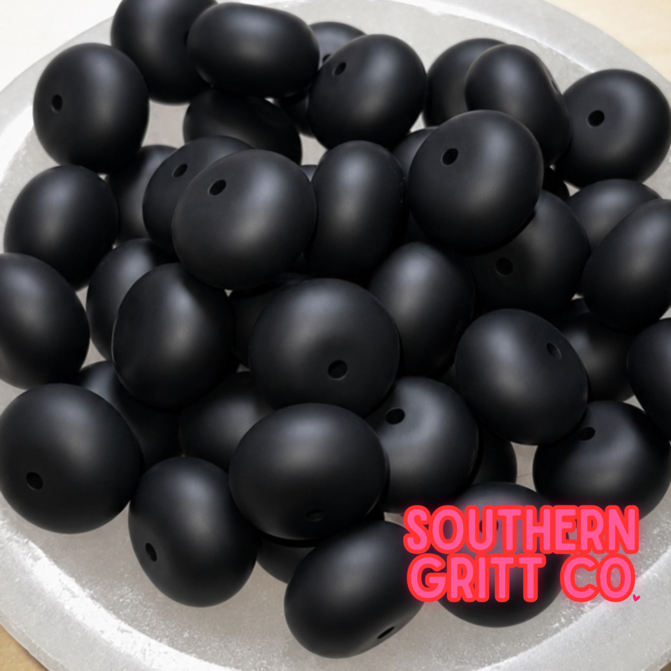 Black Silicone 30mm Abacus Bead