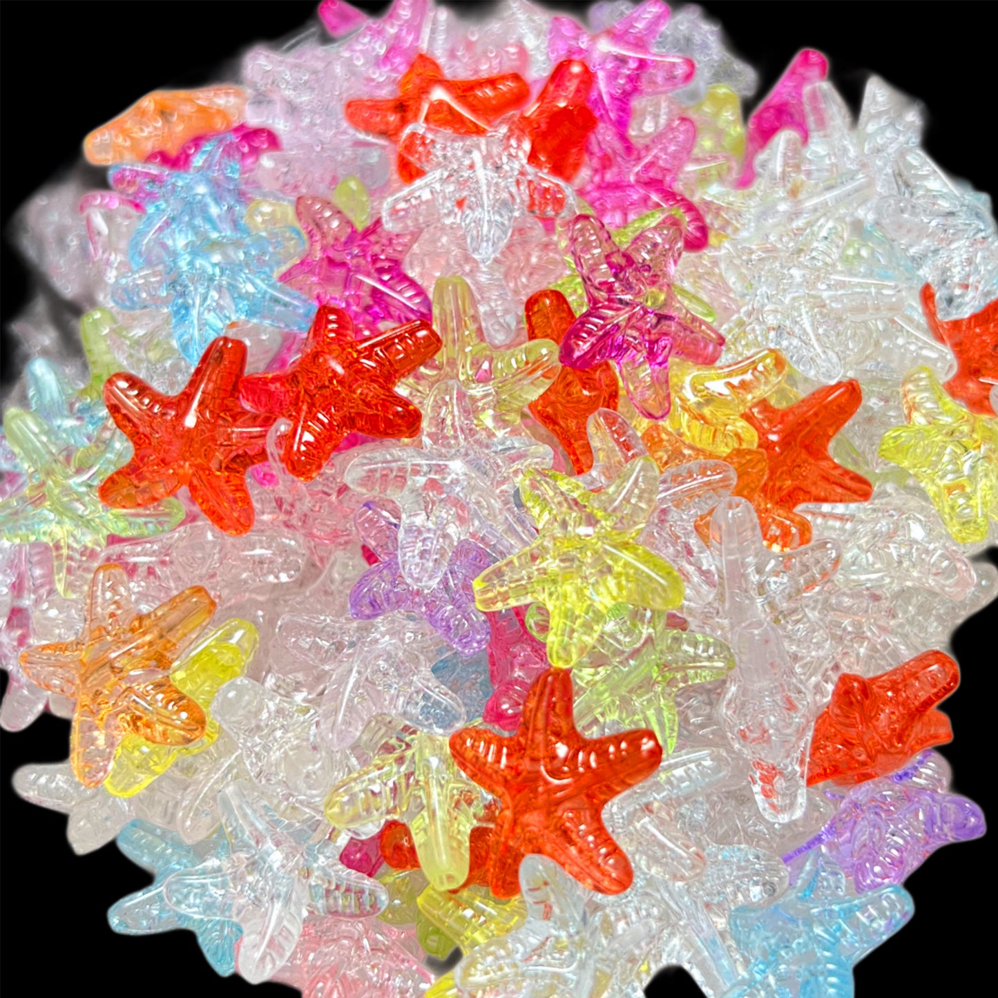 14mm Star Fish Rainbow Mixed Acrylic Beads (NFP)