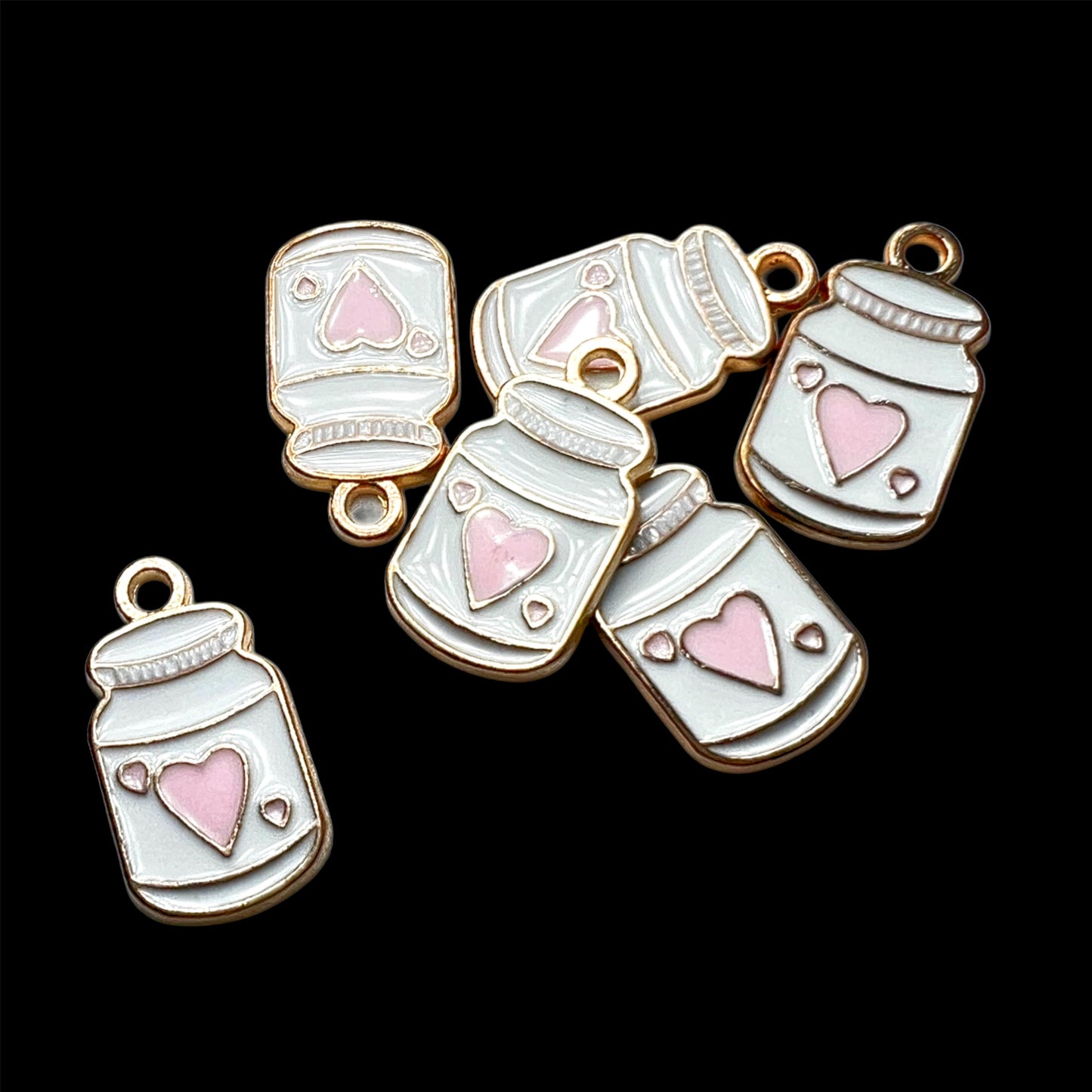 Gold Medicine Bottle White with Pink Heart