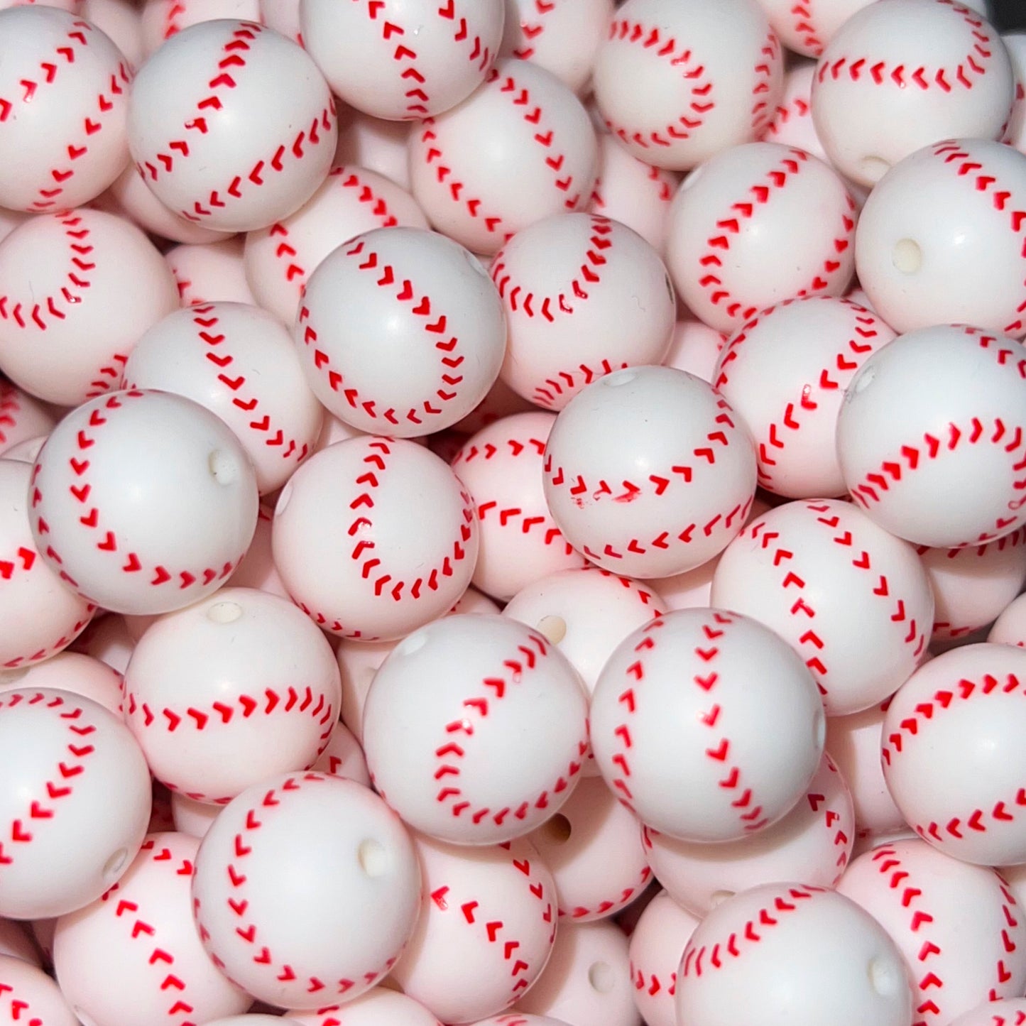 Baseball Silicone 15mm Printed Bead
