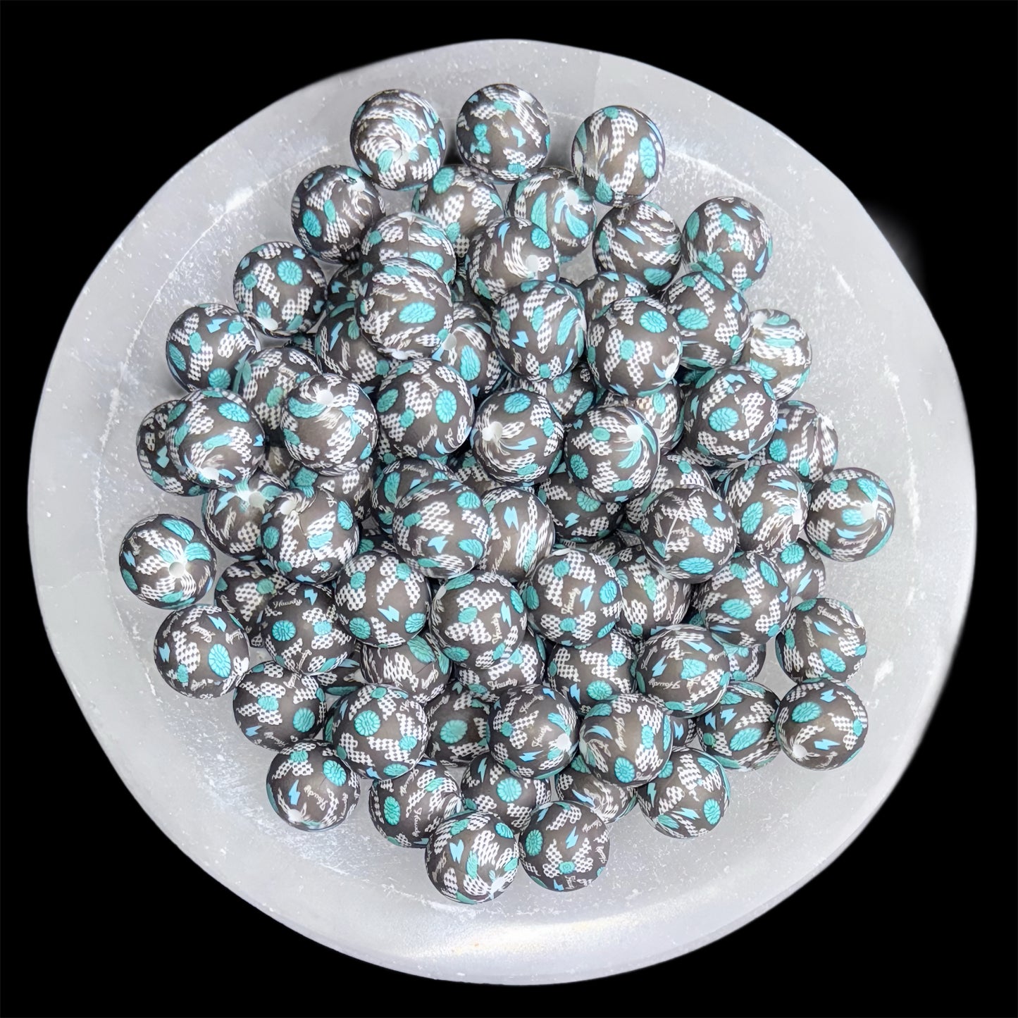 Electric Howdy Silicone 15mm Printed Bead