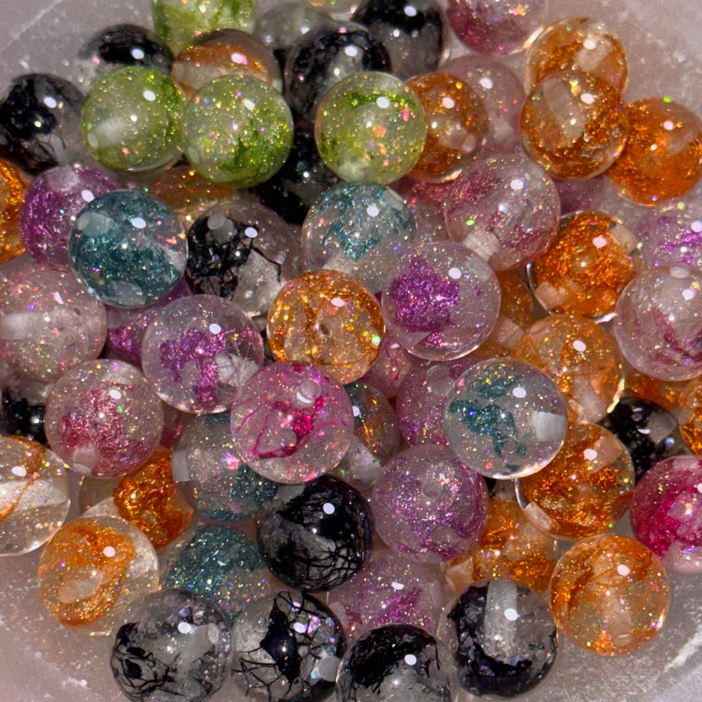 Mixed Foil Glitter 16mm Resin Bead