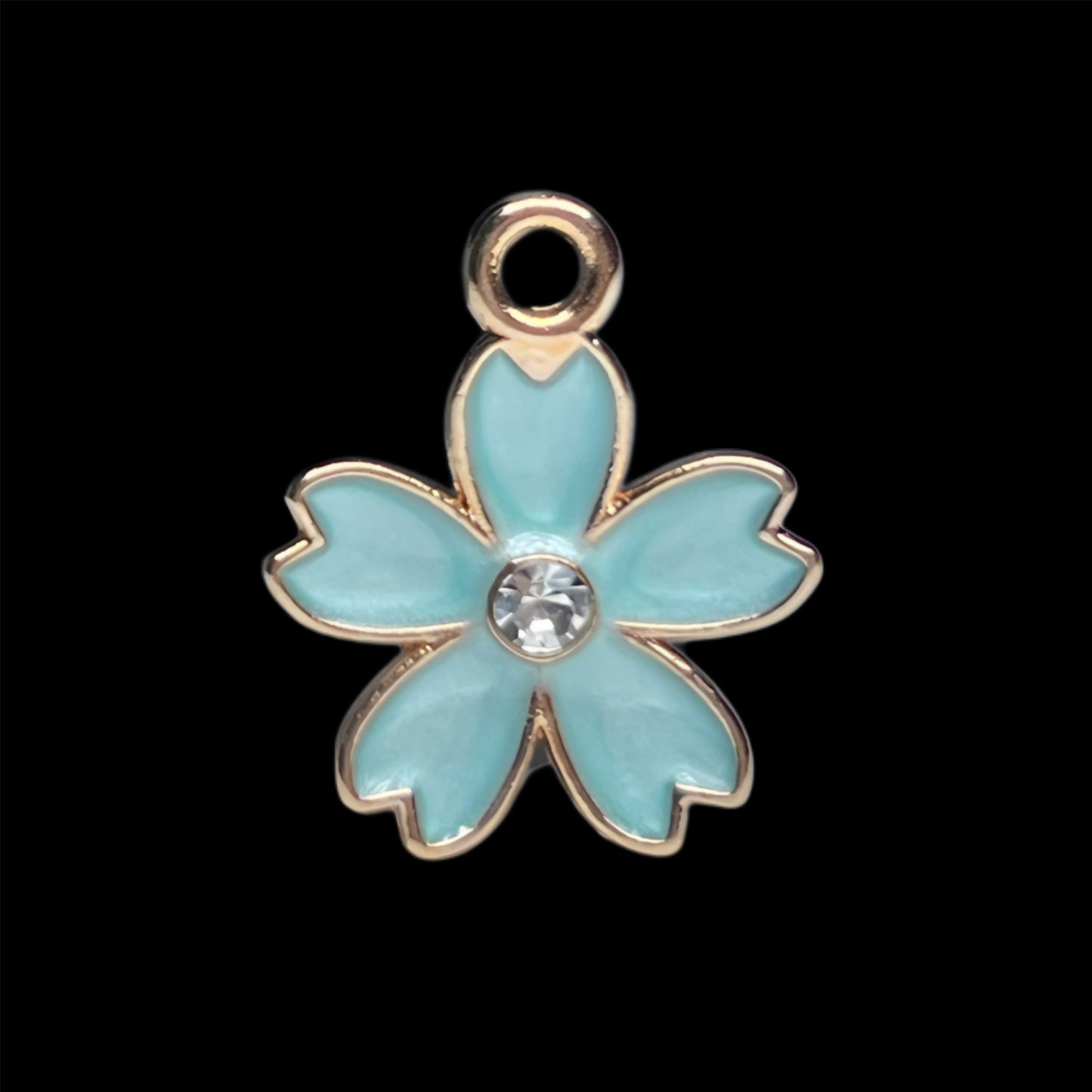 Gold Rhinestone Heart Petal Flower