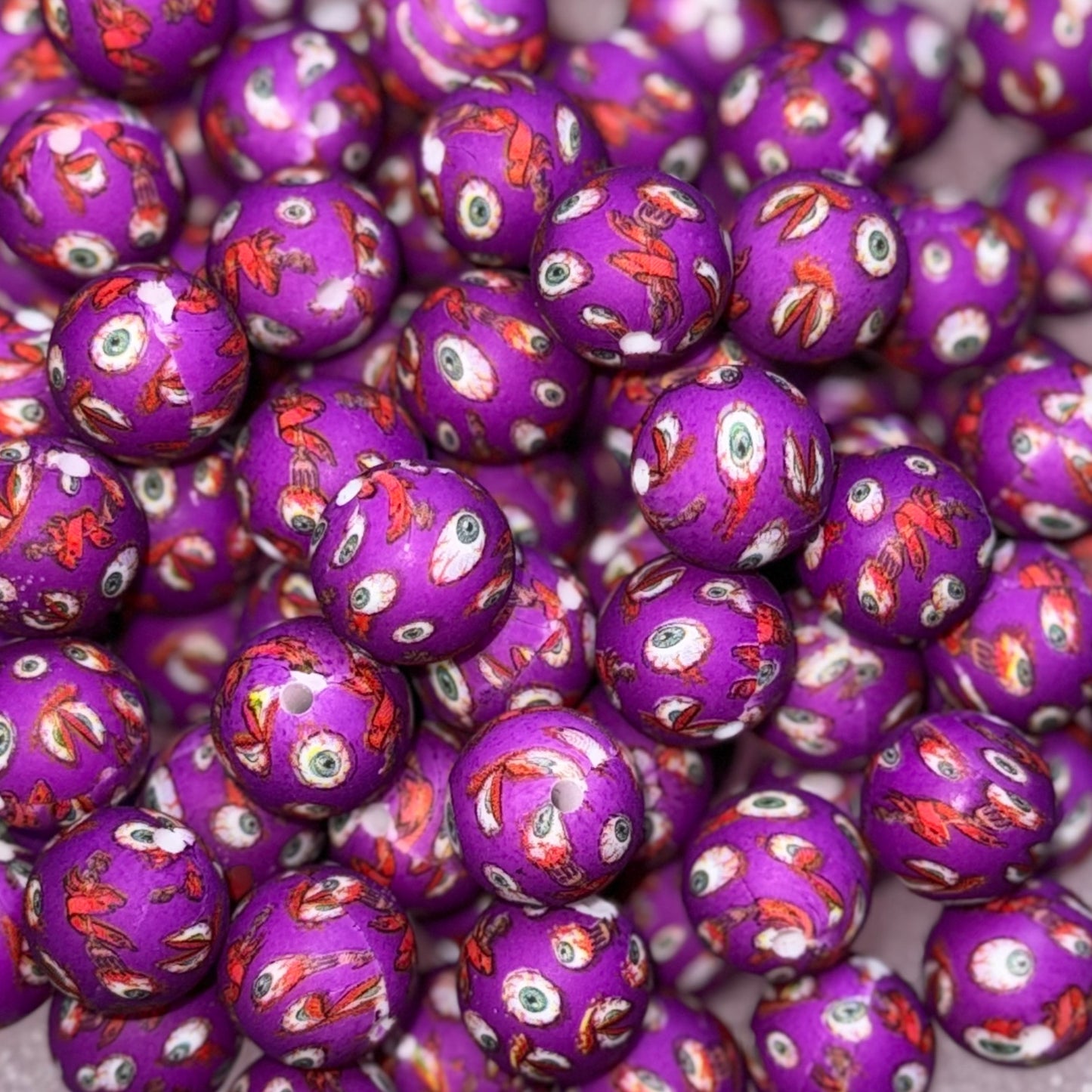 Spooky Eyeball Silicone 15mm Printed Bead