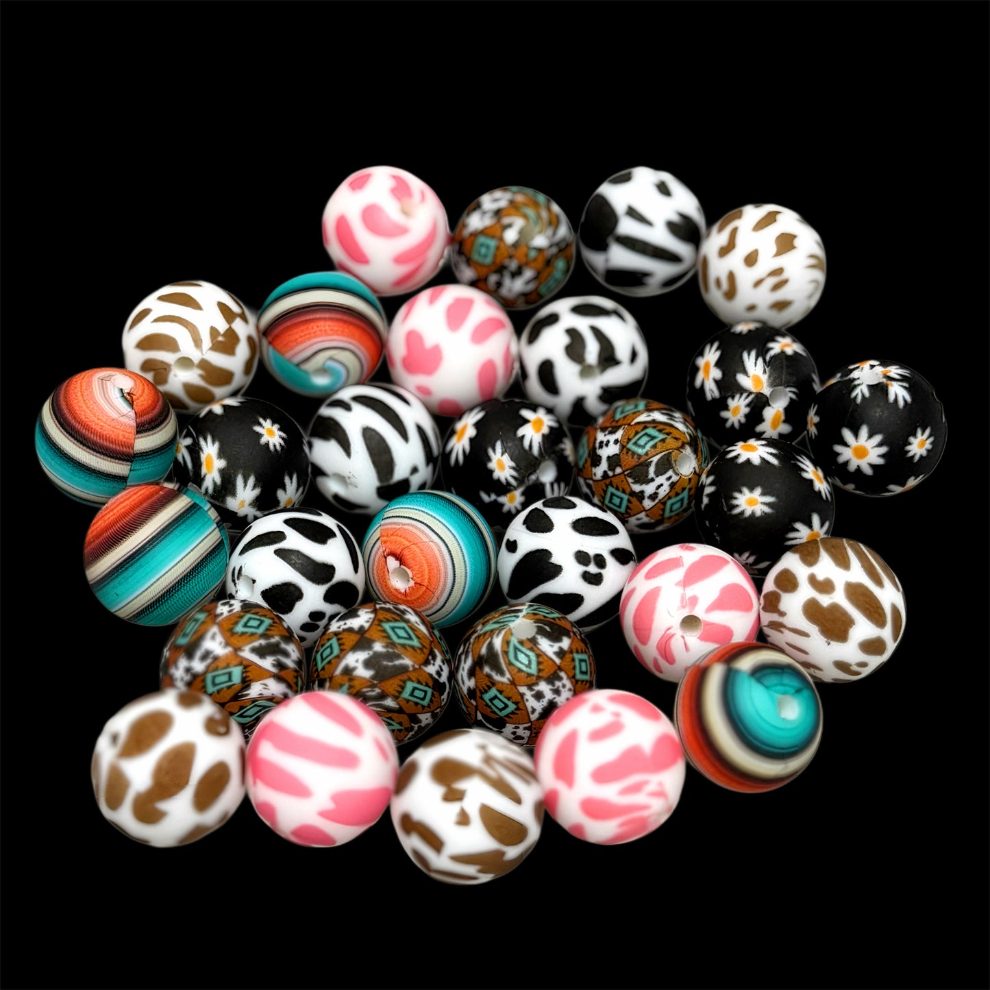Western Mix #1 Silicone 15mm Printed Bead
