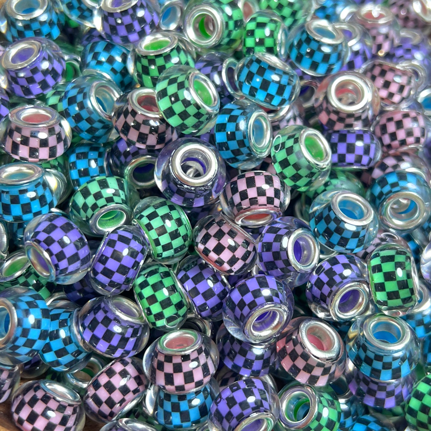 Deep Checkered Acrylic Spacer Mix