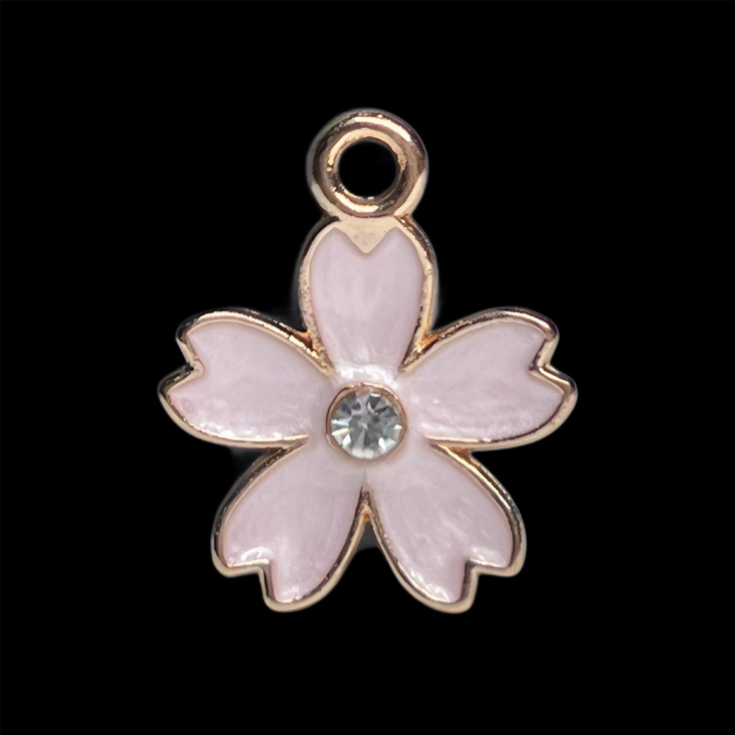 Gold Rhinestone Heart Petal Flower