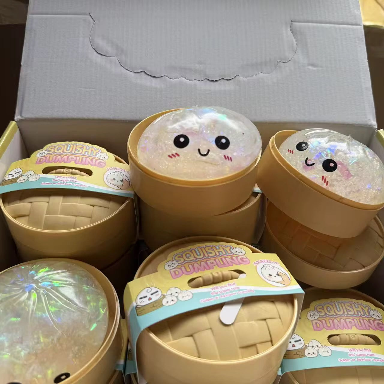 Clear Iridescent Glitter Dumpling - Jelly Squish Toy