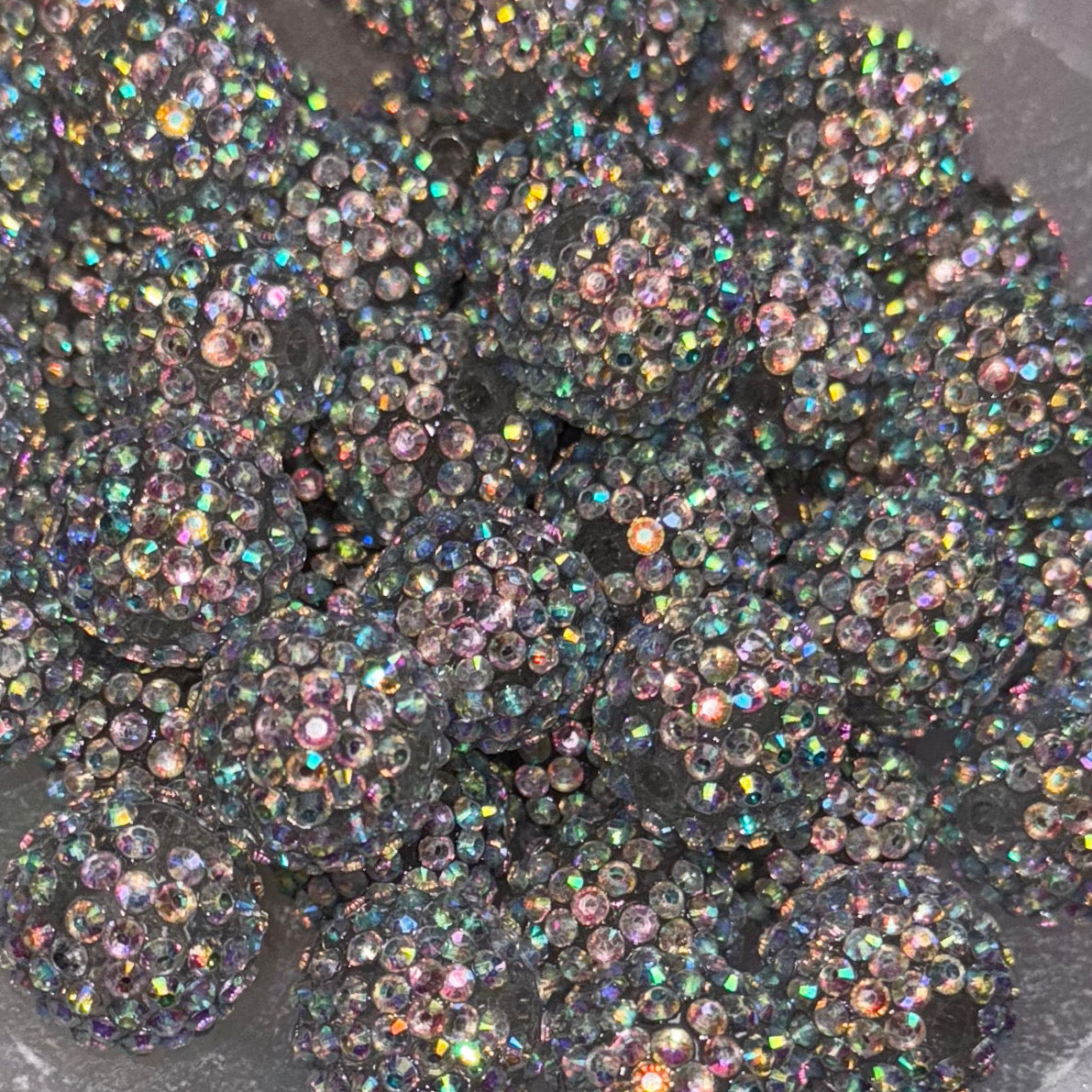"AB Silver" Rhinestone Acrylic Bead (1 Count)