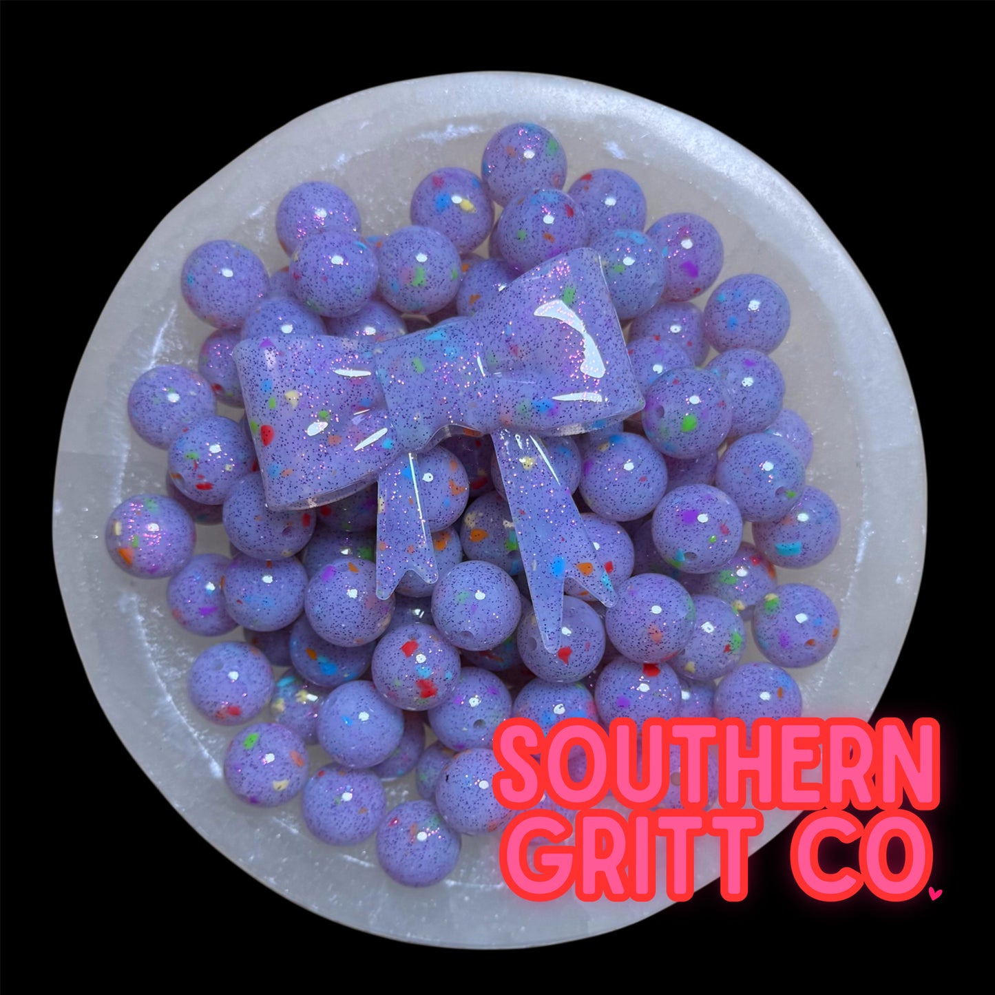 Purple Jelly Confetti 15mm Silicone Printed Bead