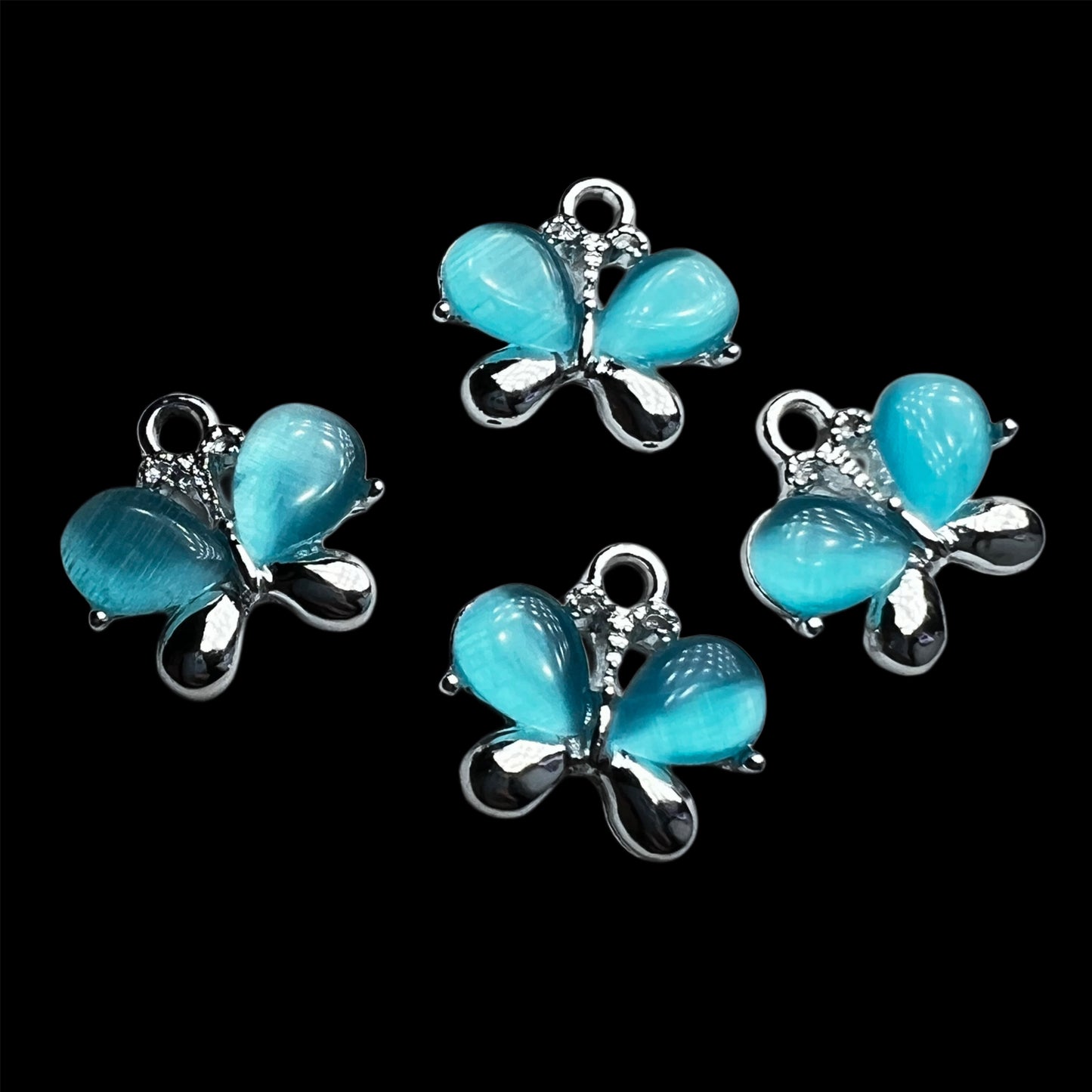 Silver Bubble Blue Butterfly Charm