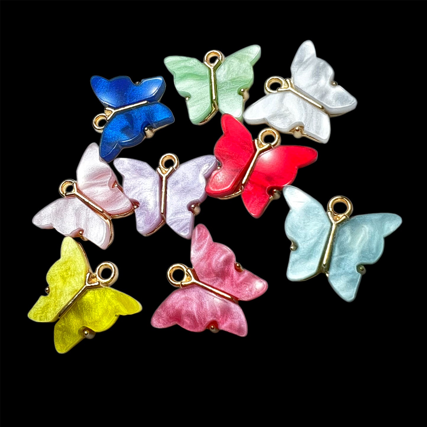 Gold Marble Butterfly Charm Mix