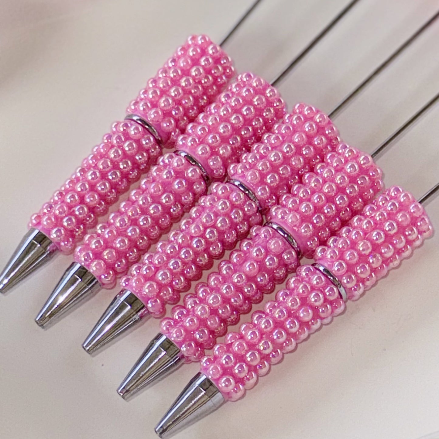 Pink Bubble Rhinestone Beadable Pens