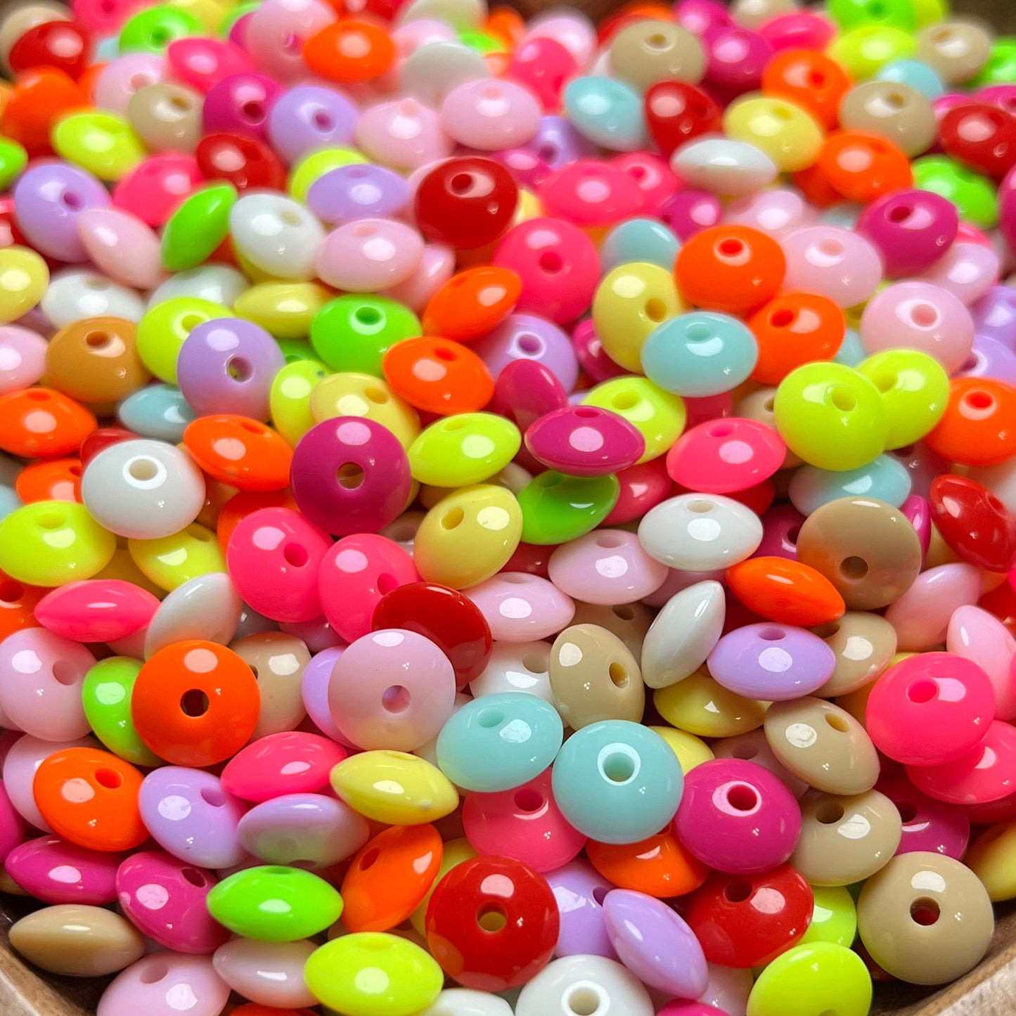 Neon Acrylic 10mm Lentil Spacer Beads