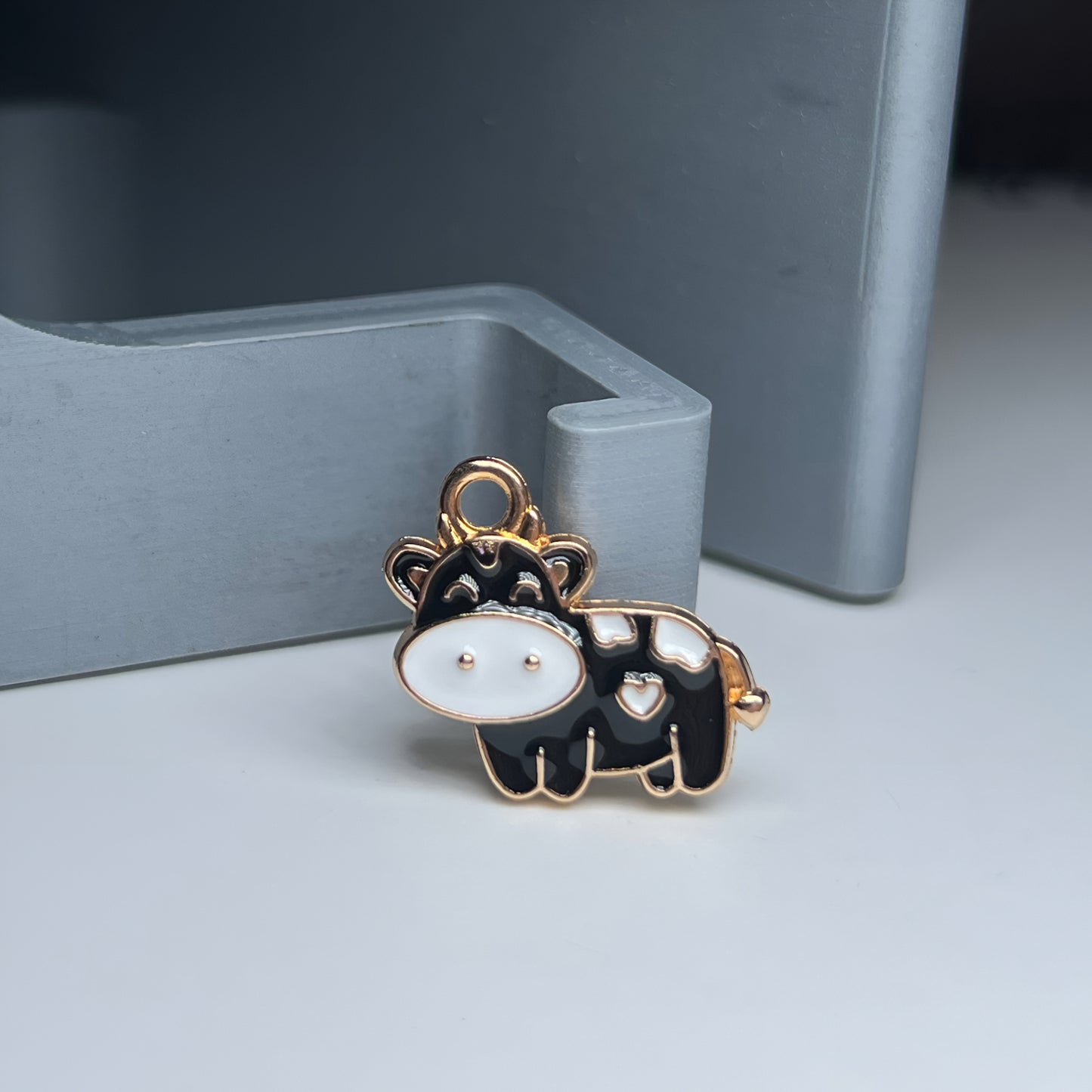 Gold Heart Cow Charm