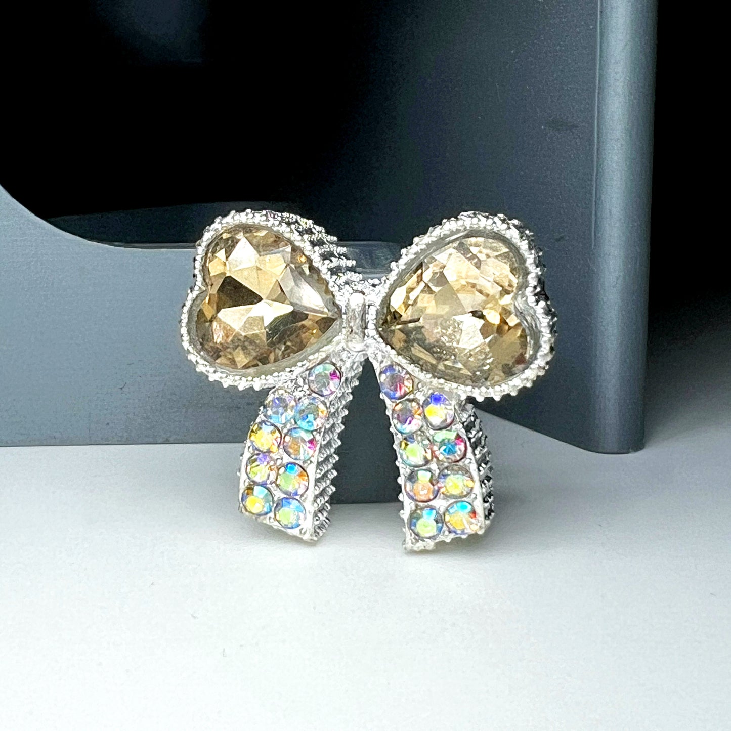 Bow Metal Rhinestone Bead