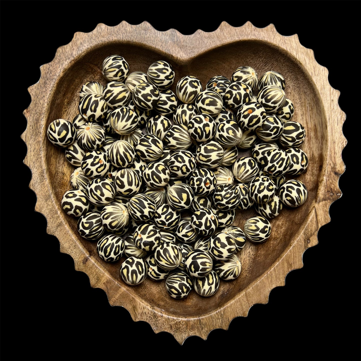 Brown Leopard Silicone 15mm Printed Bead