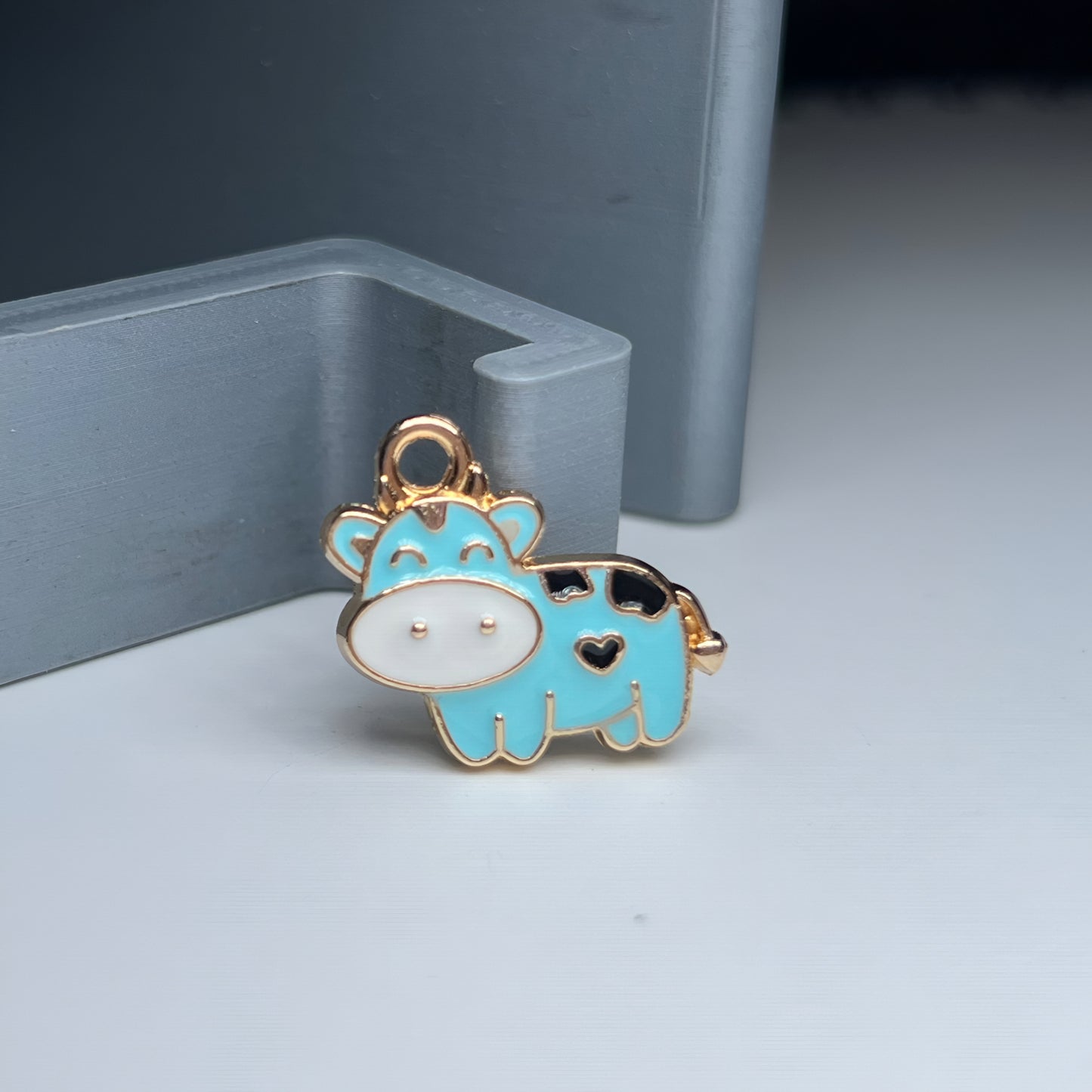 Gold Heart Cow Charm