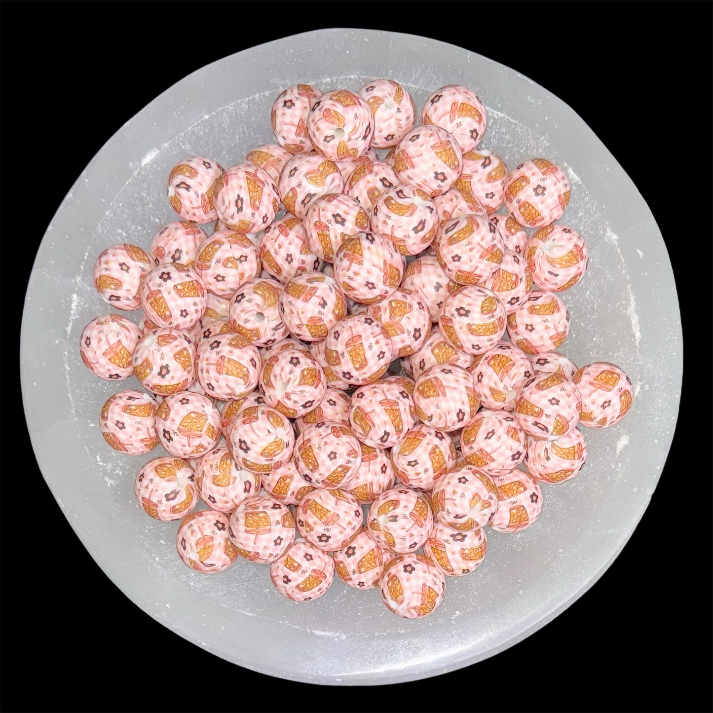 Latte Blooms Silicone 15mm Printed Bead