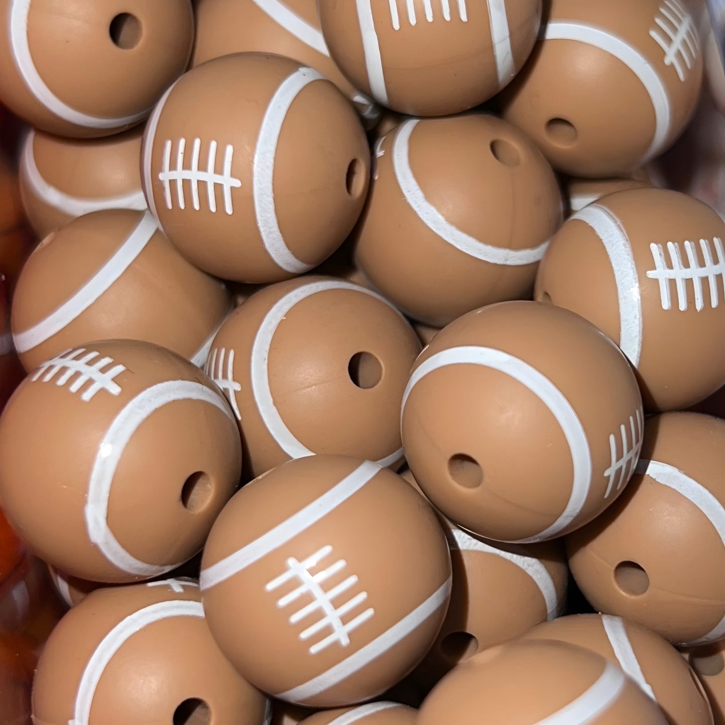 Football Silicone 15mm Printed Bead
