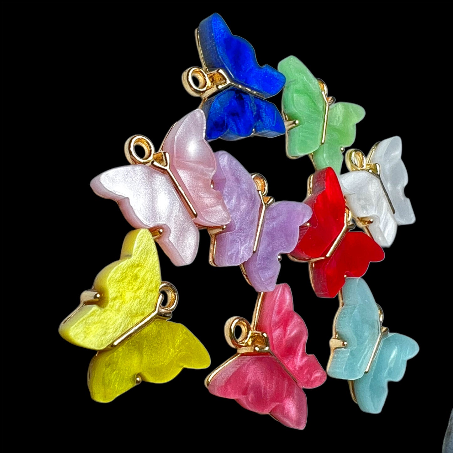 Gold Marble Butterfly Charm Mix