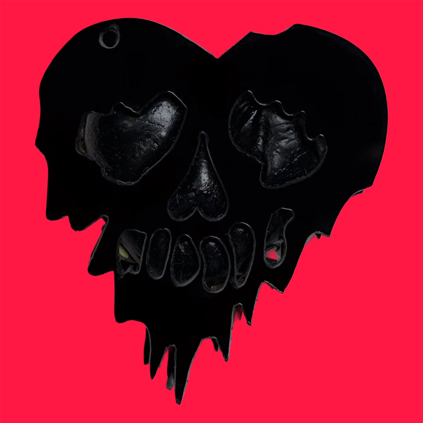 Black Acrylic Heart Skull Face Rhinestone Clay Bead