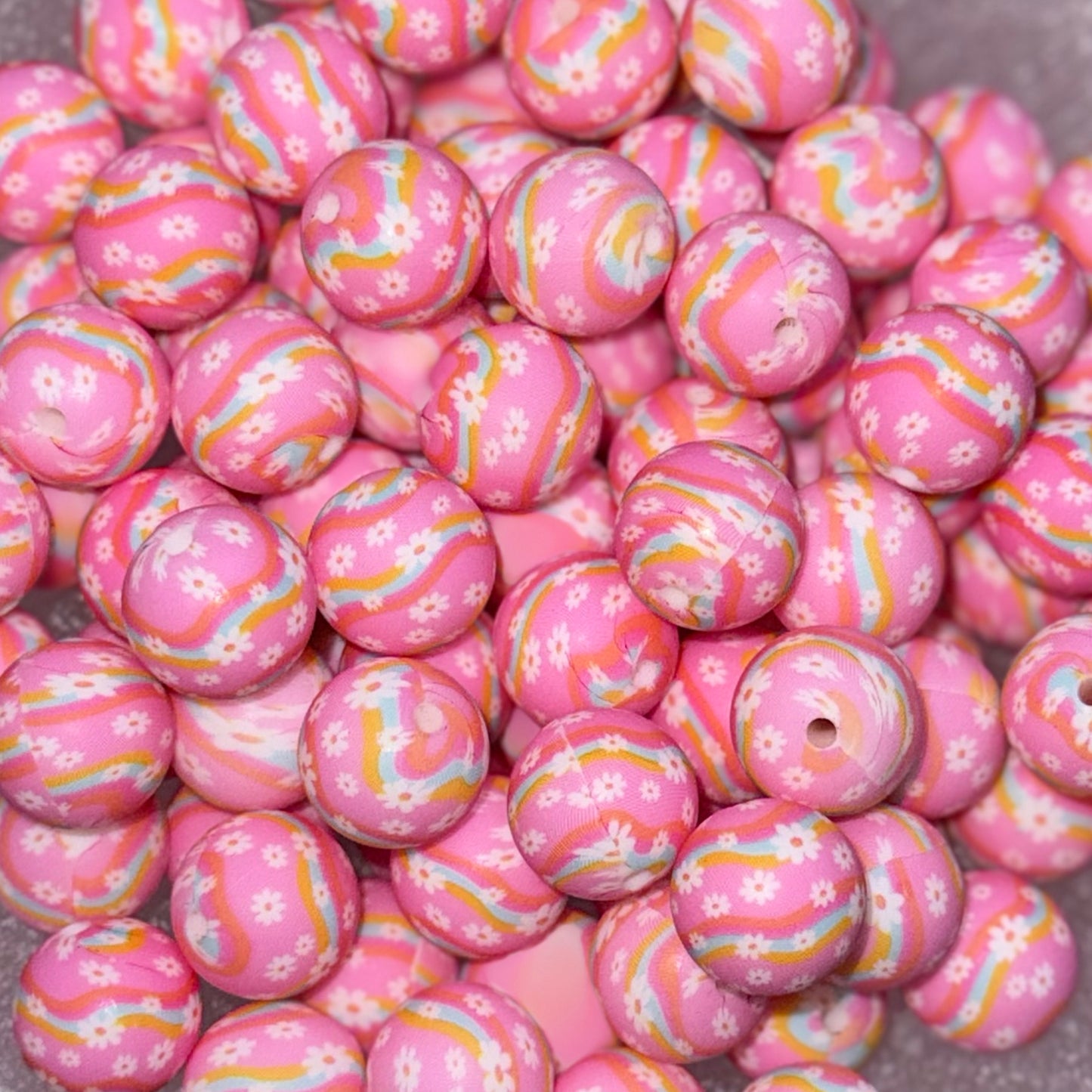 Daisy Rave Silicone 15mm Printed Bead