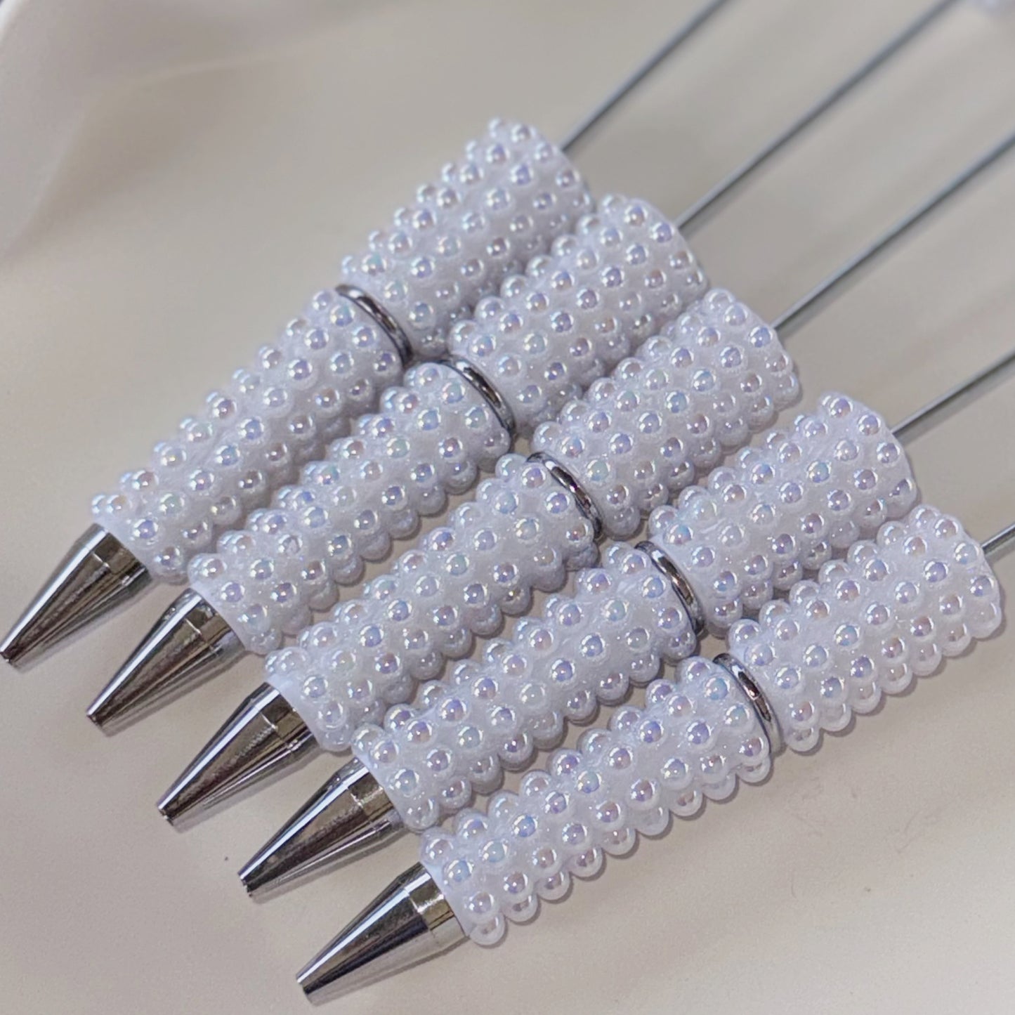 White Bubble Rhinestone Beadable Pens