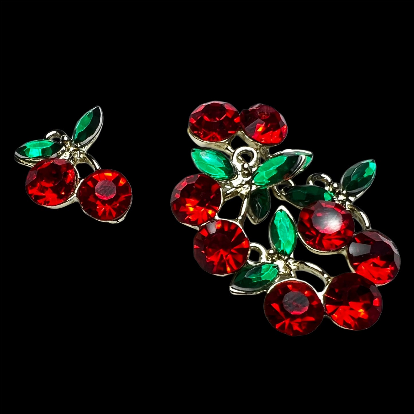 Gold Red Cherries Charm