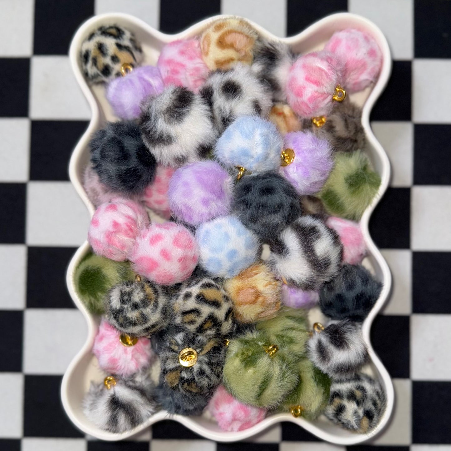 Animal Print Fuzzy 30mm Pendant Mix