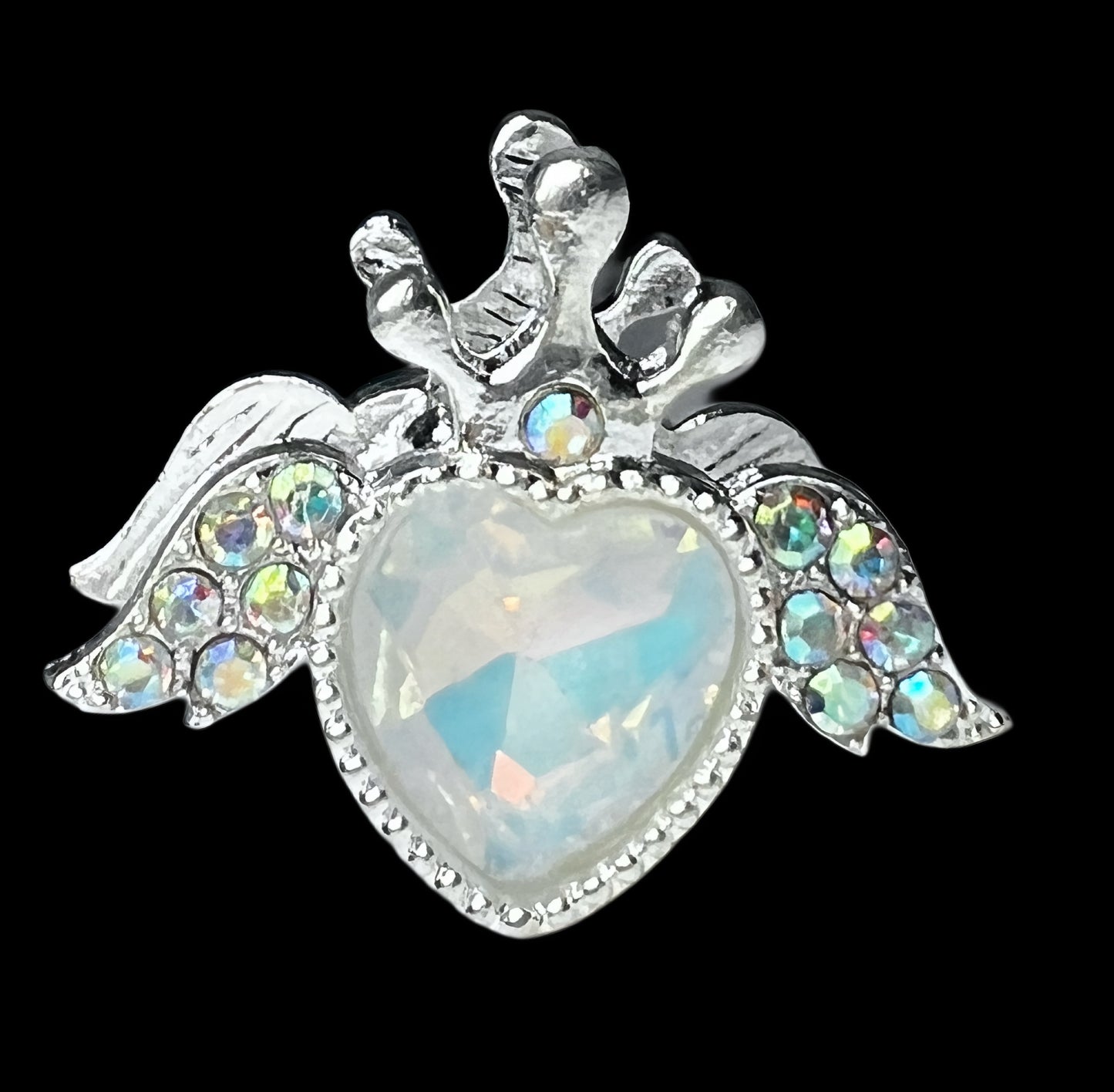 Heart Angel Metal Rhinestone Bead
