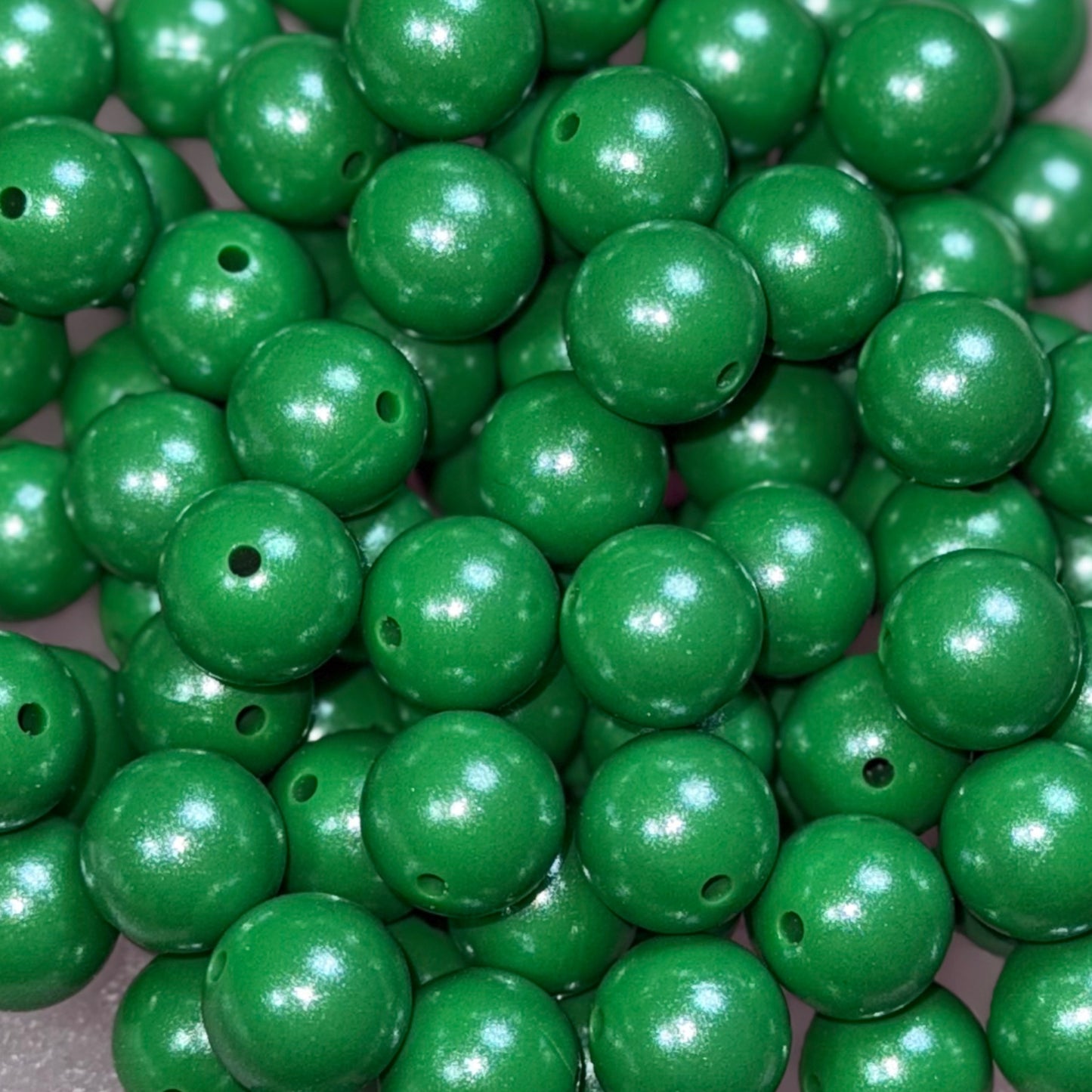 Dark Green Shimmer Silicone 15mm Bead