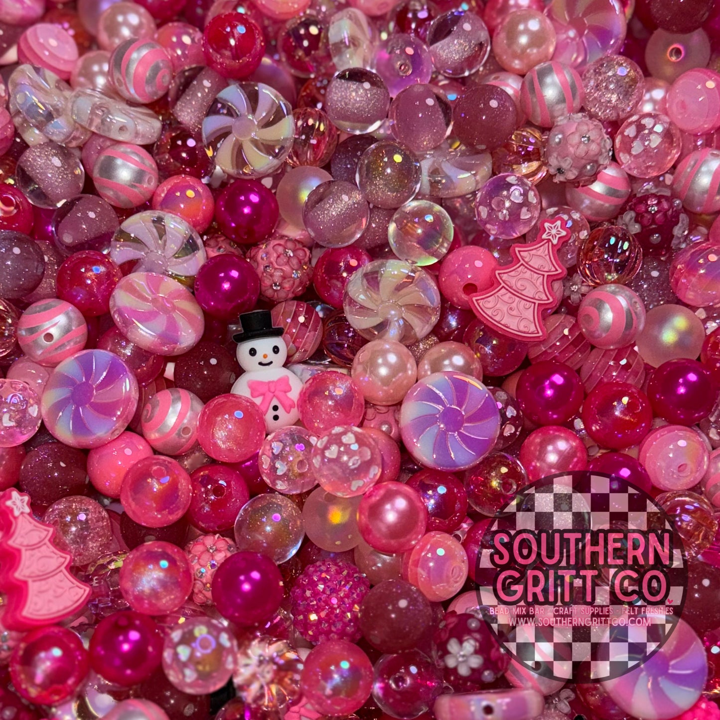 Pink Peppermint Noel - Bead Mix