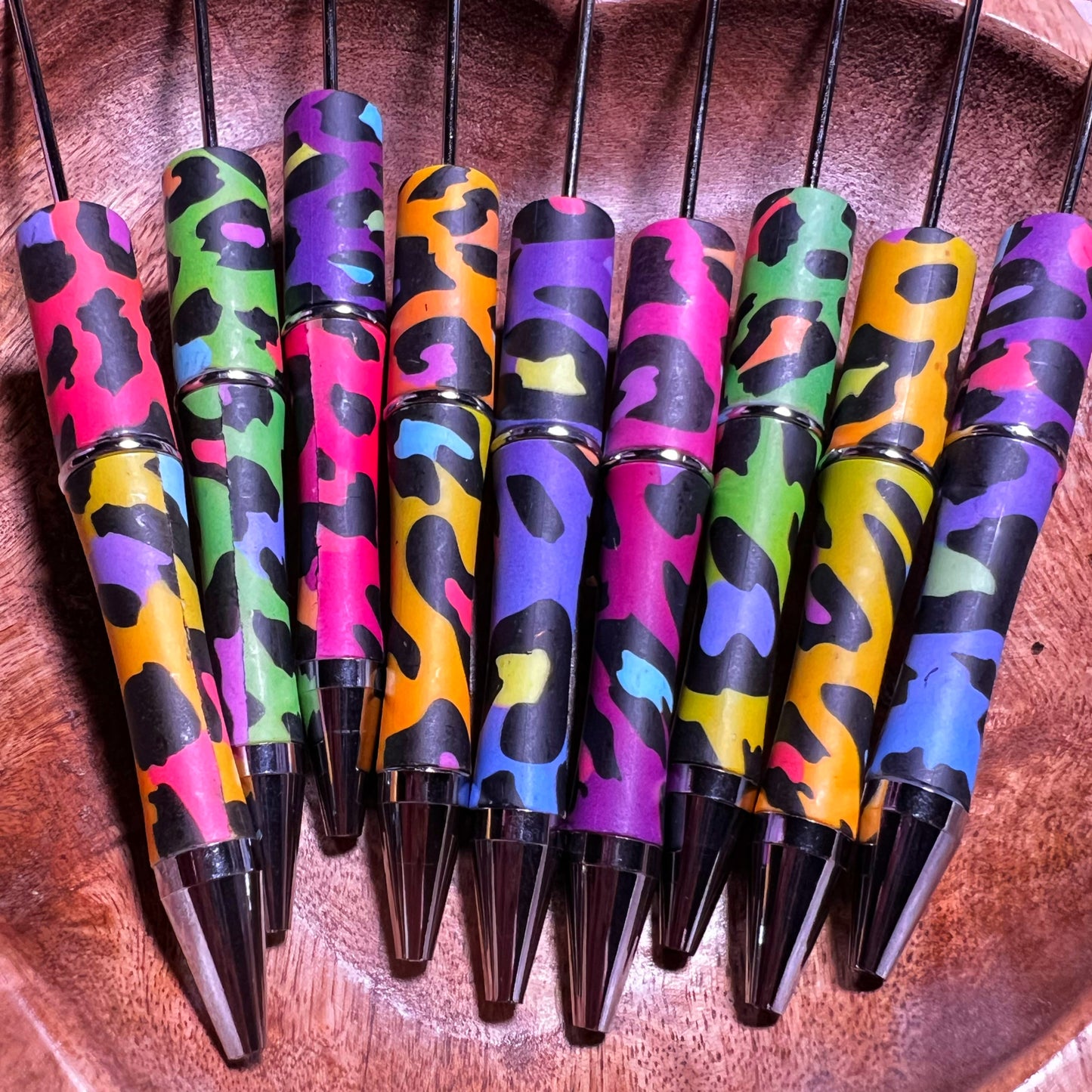 Animal Print Rainbow Mix Beadable Pens