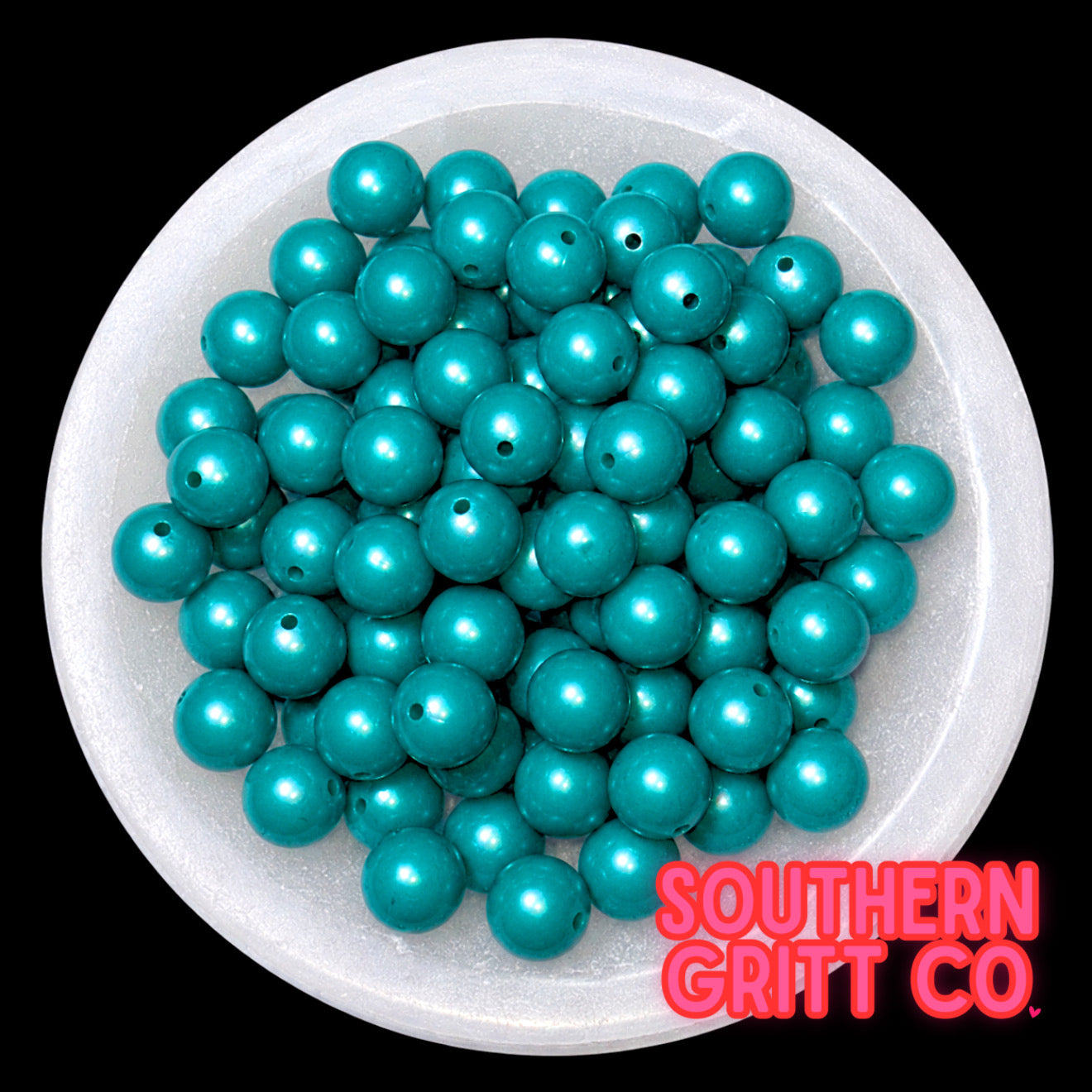 Deep Teal Shimmer 15mm Silicone Bead