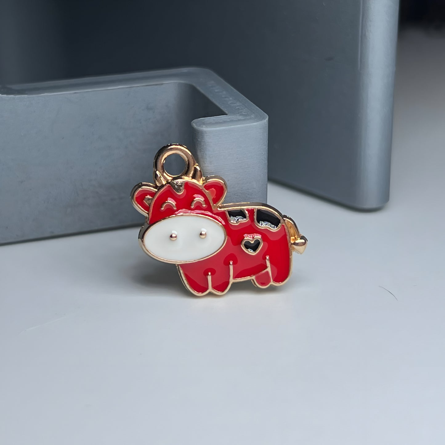 Gold Heart Cow Charm