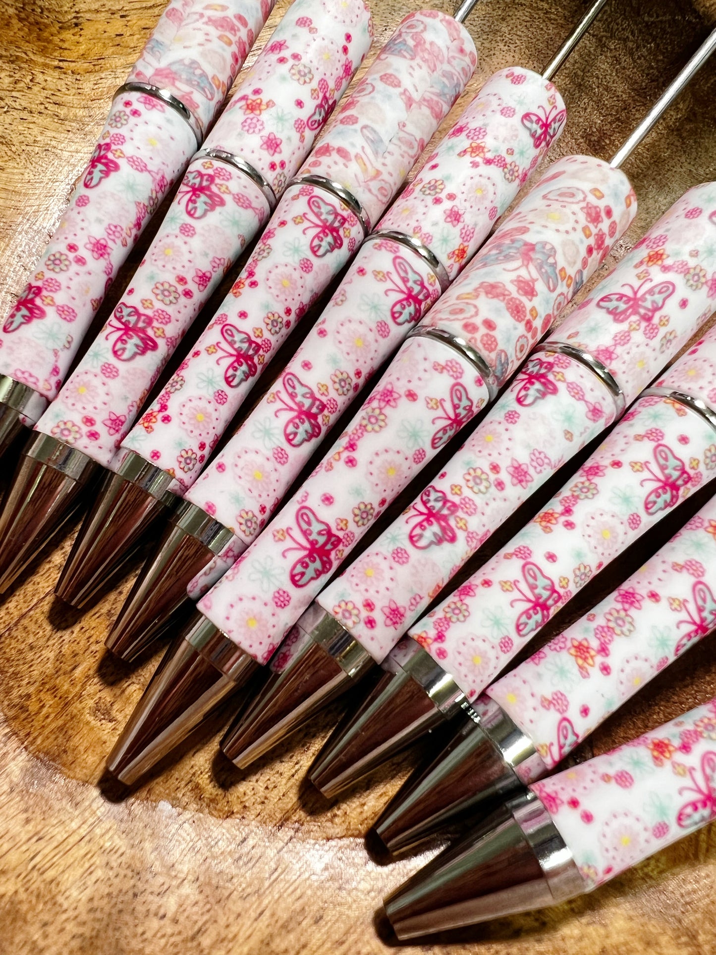 Pink Butterfly Beadable Pens