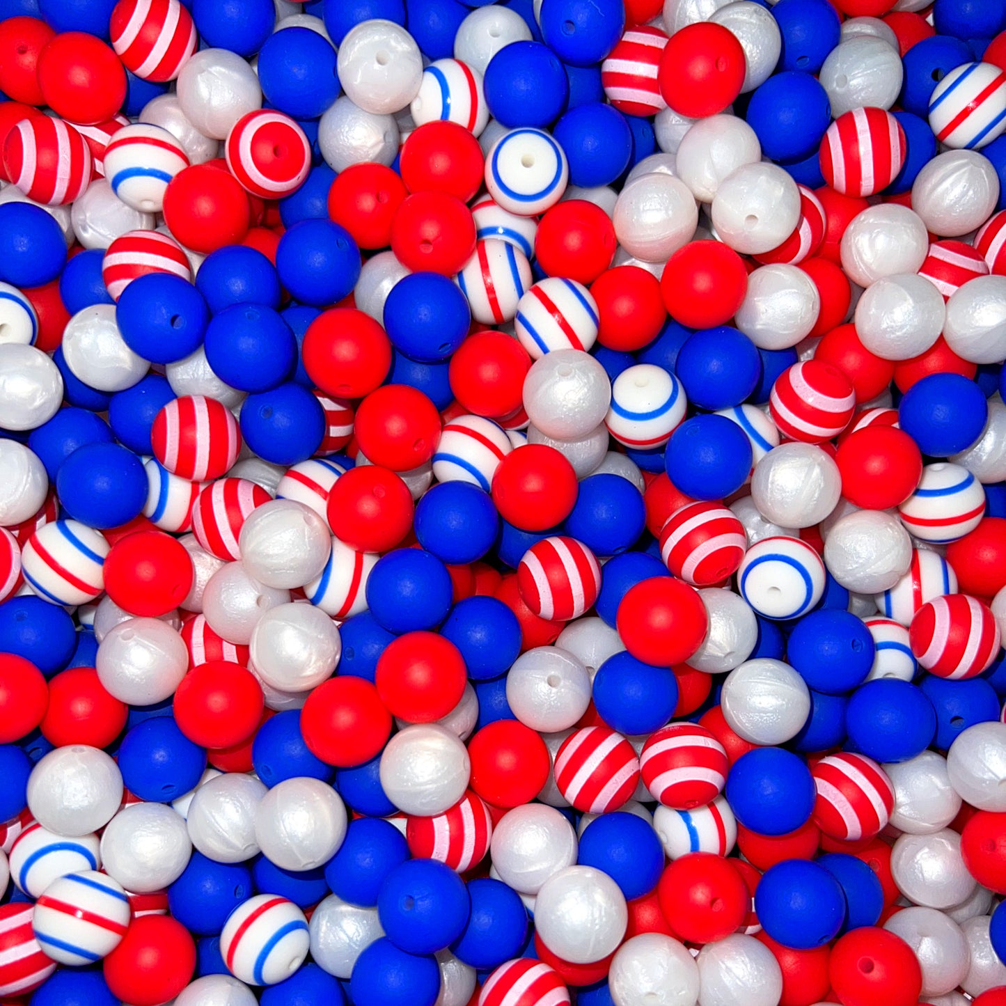 "Red, White and Blue" - Silicone Bead Mix