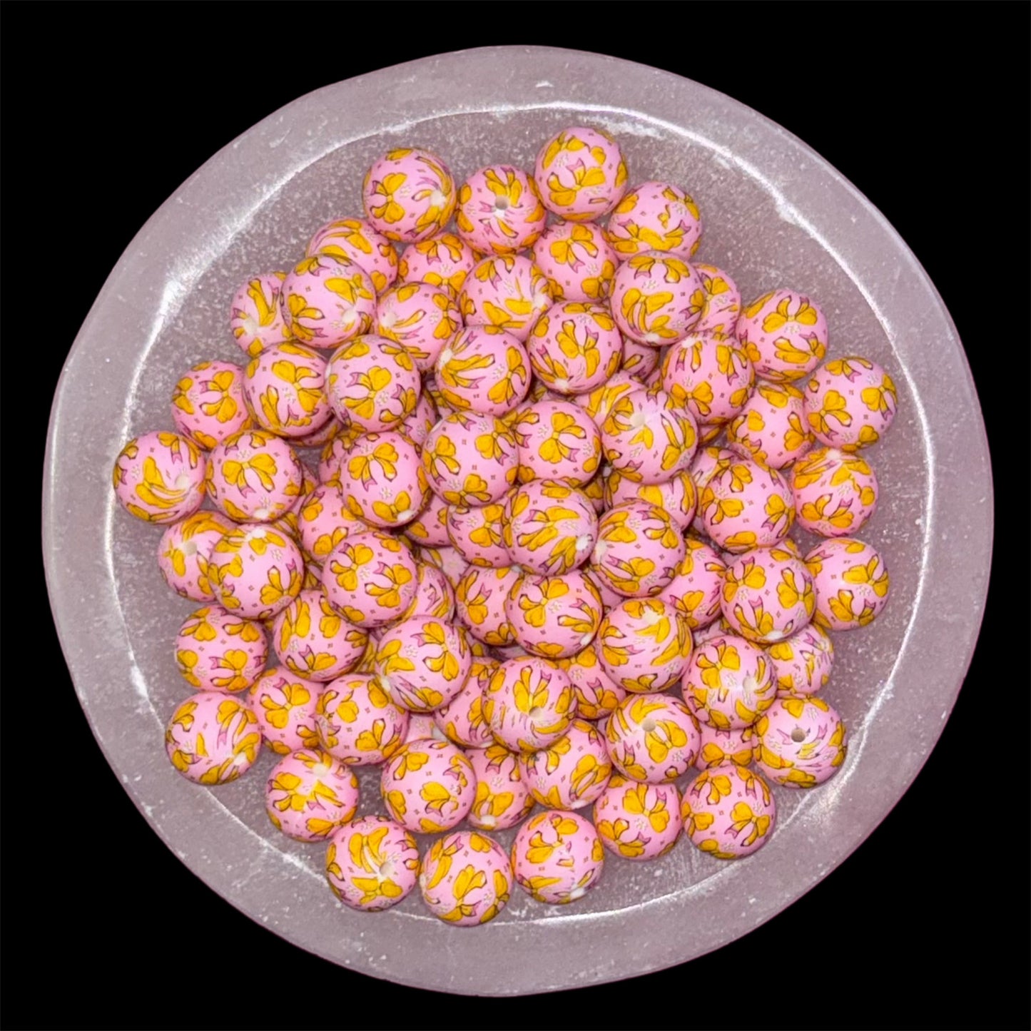 Pencil Bow Silicone 15mm Printed Bead