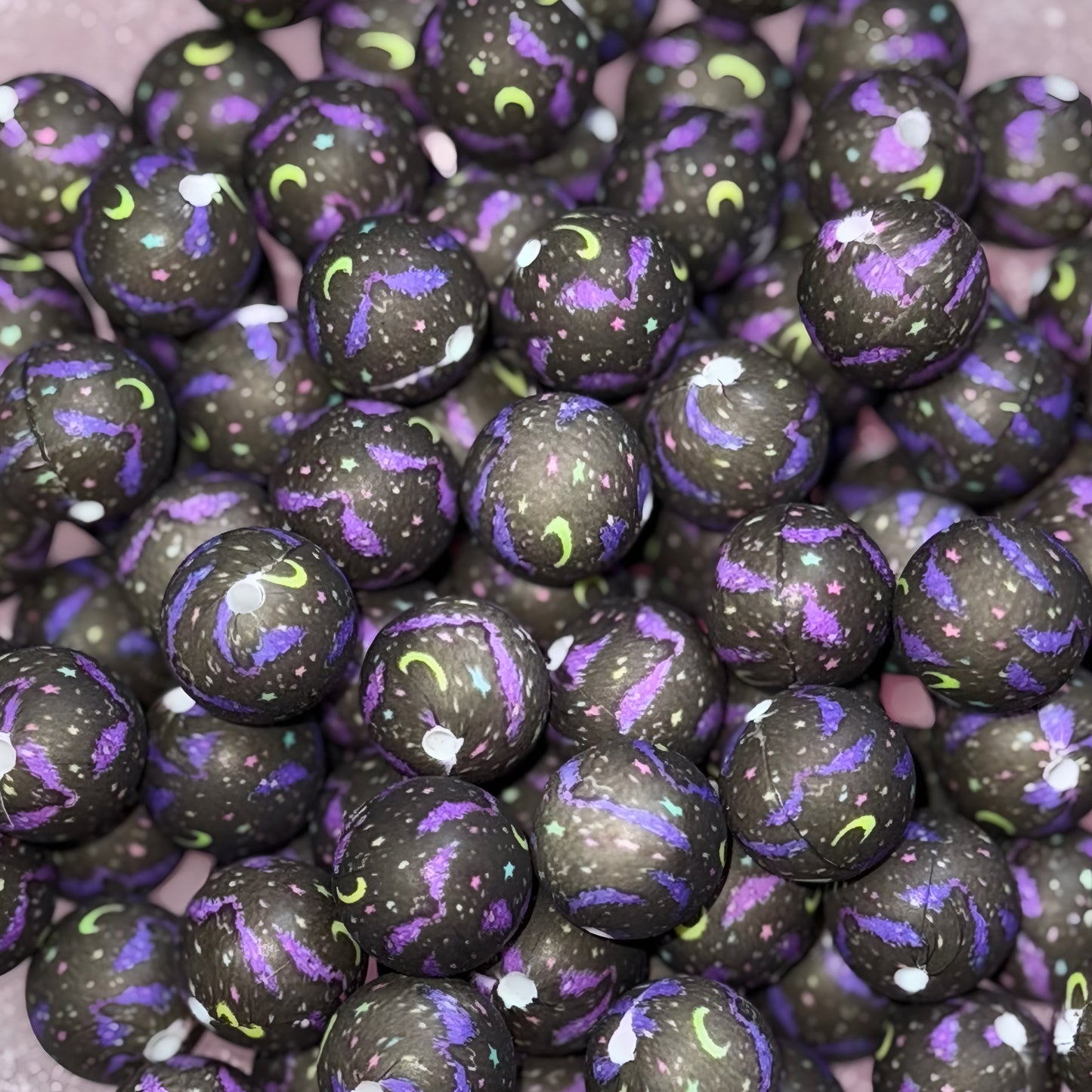 Midnight Dream Silicone 15mm Printed Bead