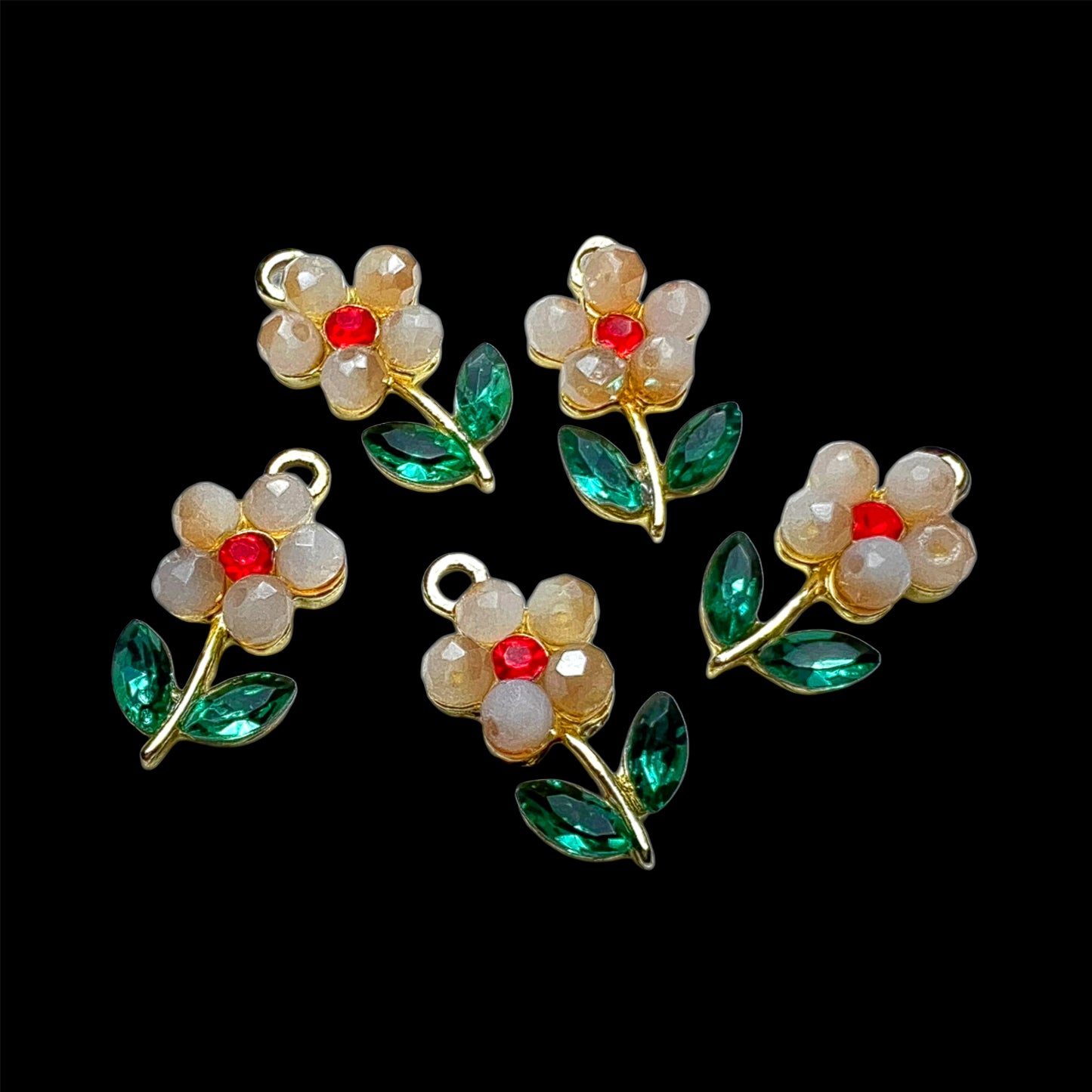 Gold Dusk Rhinestone Daisy Charm