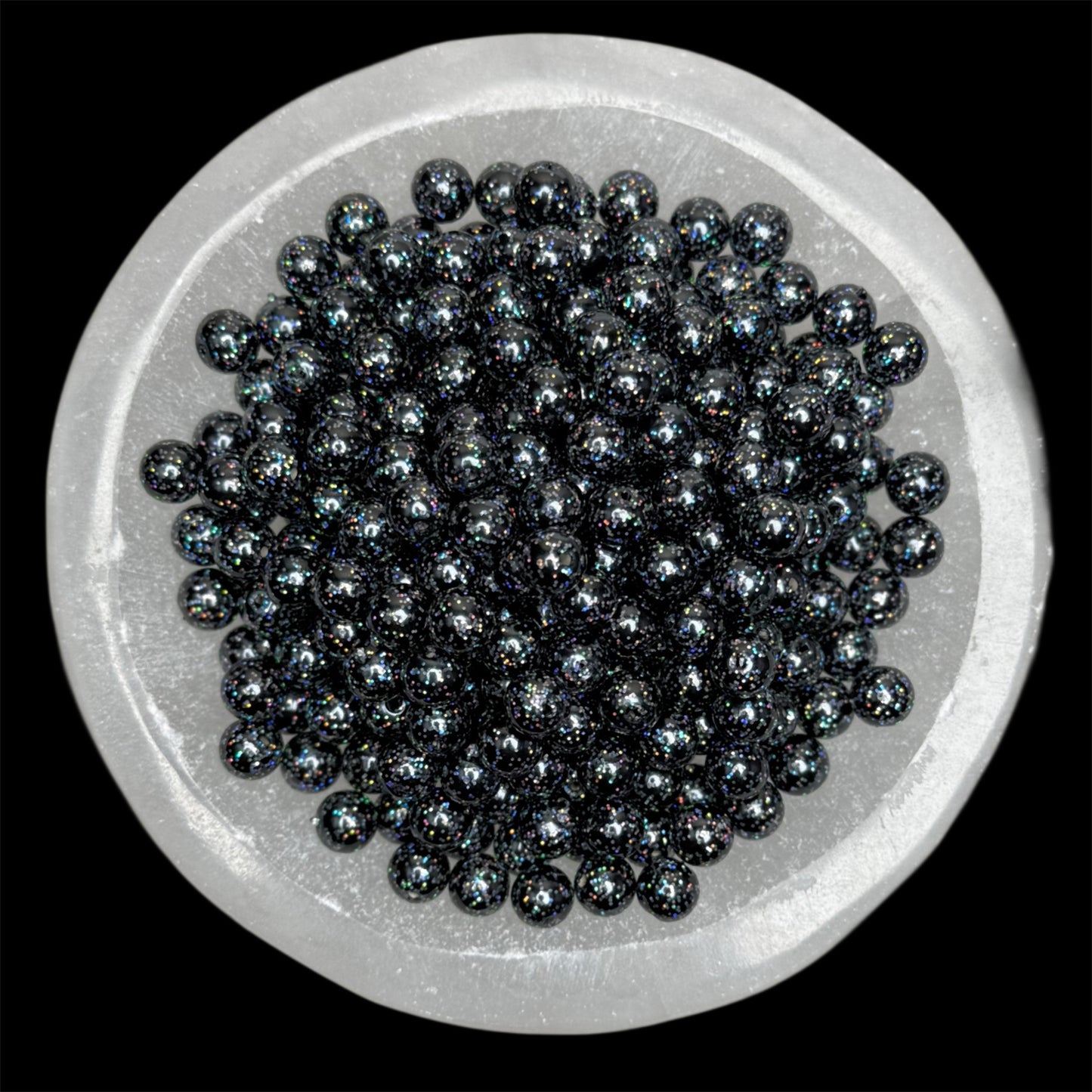 10mm "Black" Glitter Pearl Beads (NFP)