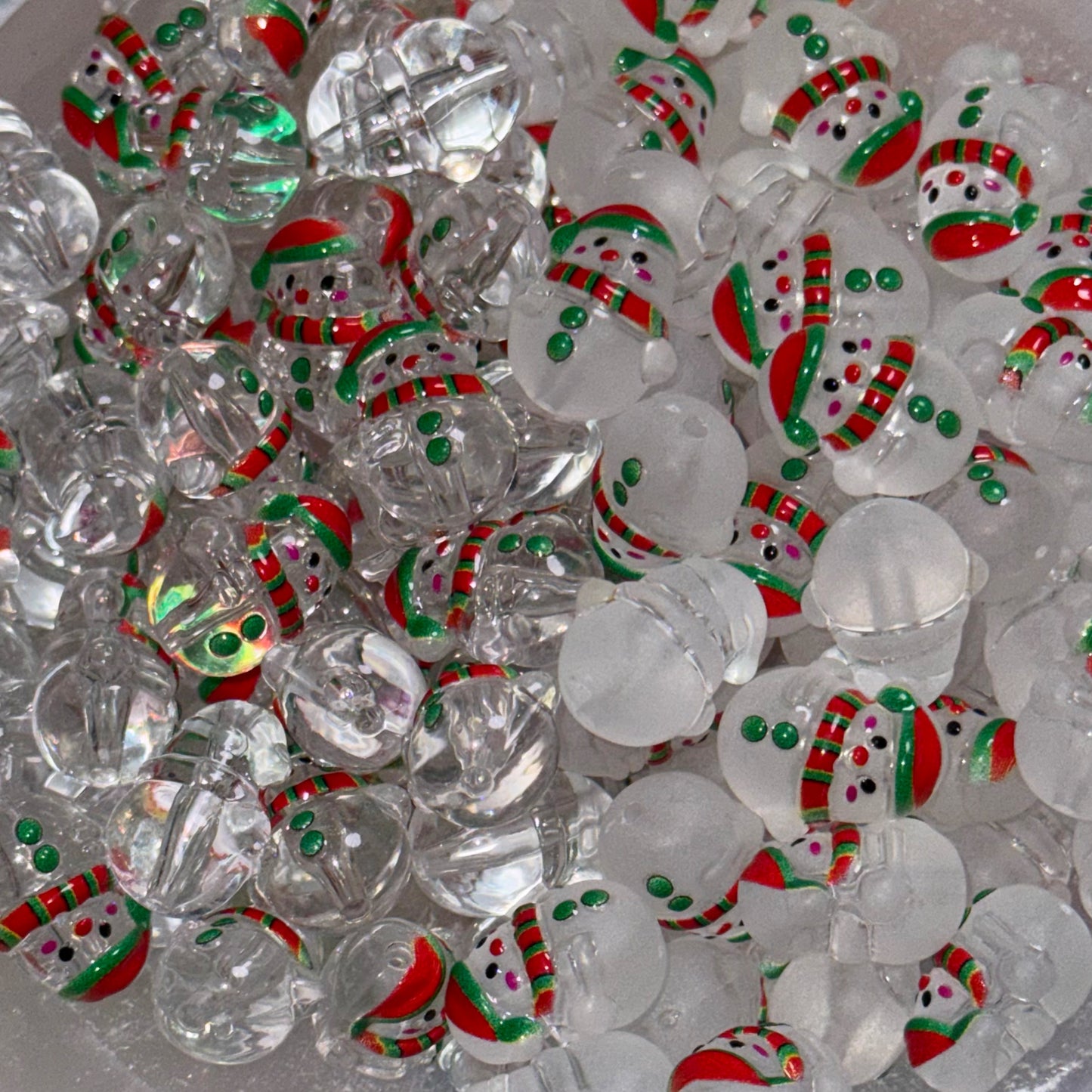 Snowman Glossy & Matte Mix 14mm Acrylic Beads