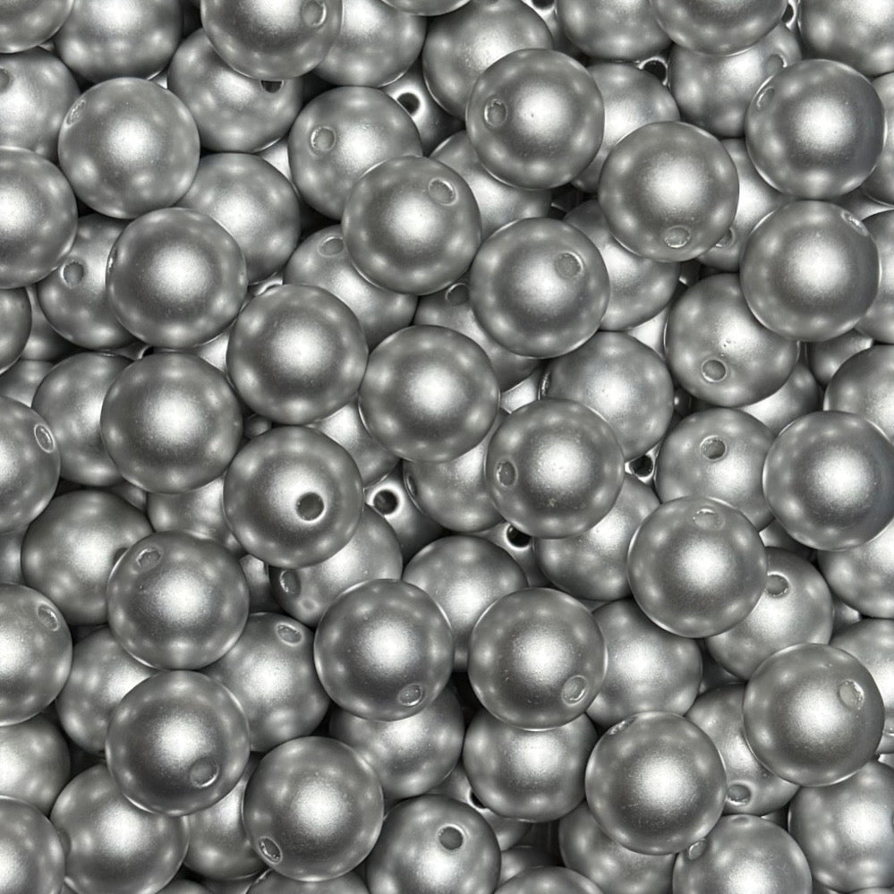 "Silver" Pearl Acrylic 16mm Bead