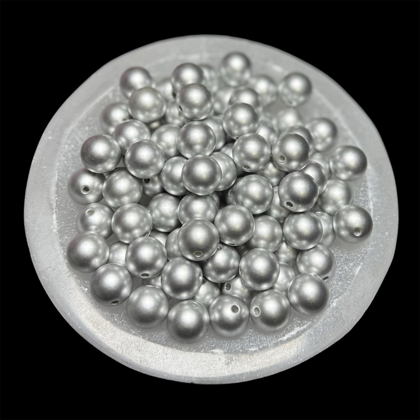 "Silver" Pearl Acrylic 16mm Bead