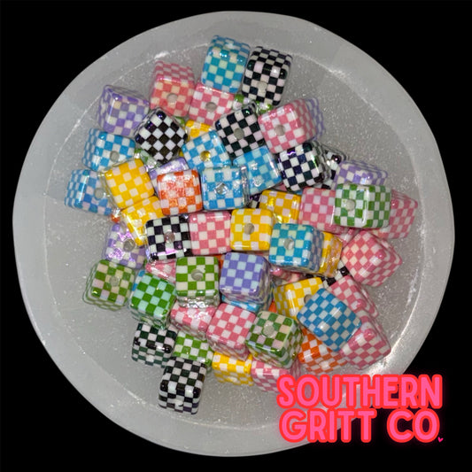 UV Checkered 16mm Square Bead Mix