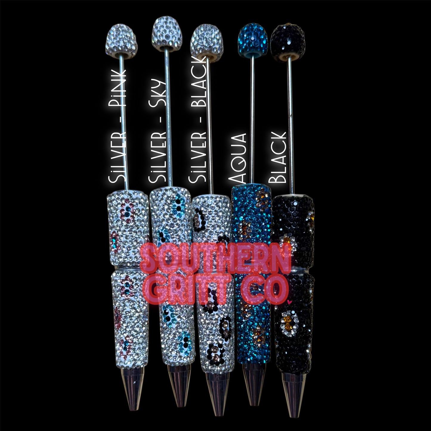 Fancy Cheetah Rhinestone Beadable Pens (5 colors)